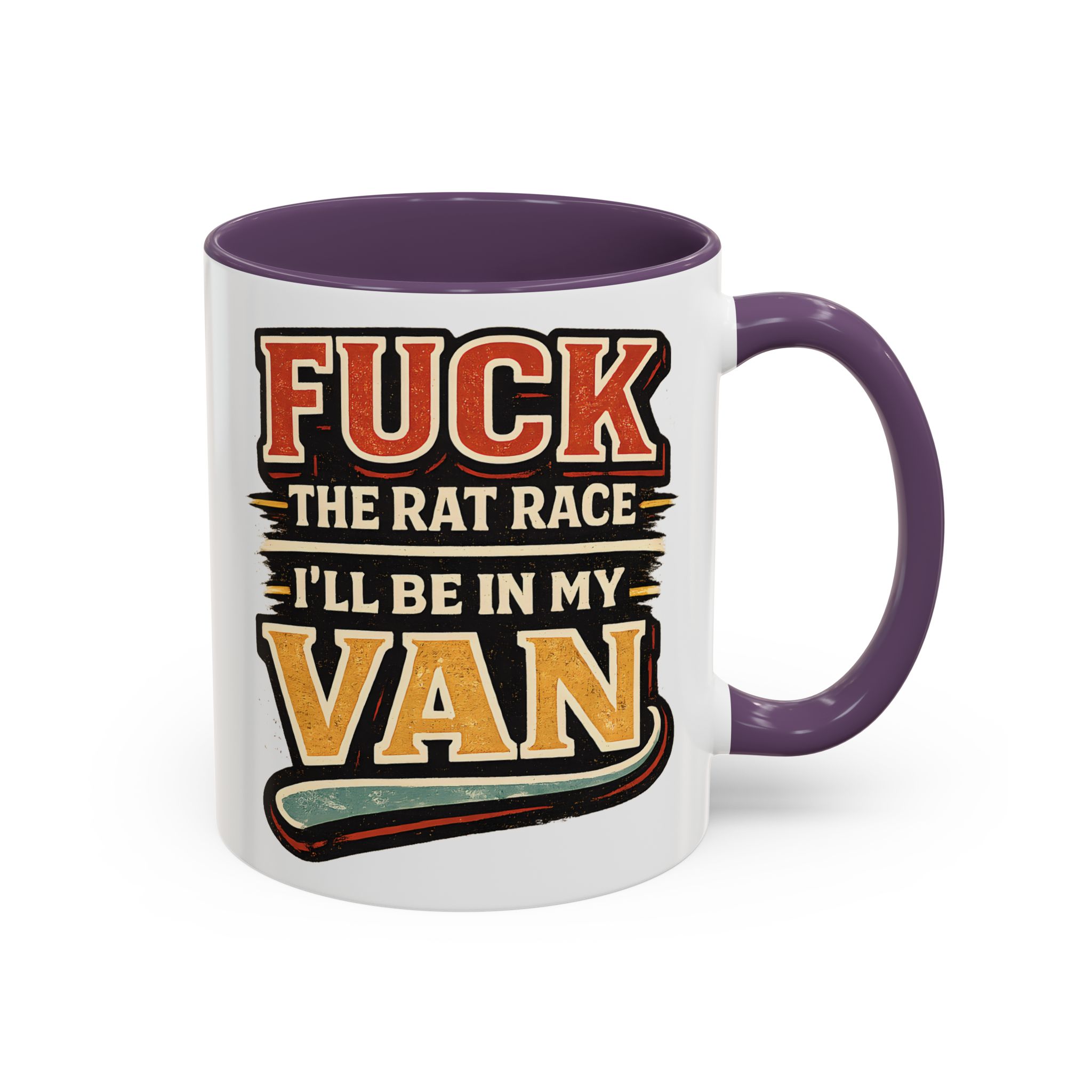 Accent Coffee Mug (11, 15oz) — "Fuck The Rat Race" Design F**K-Line