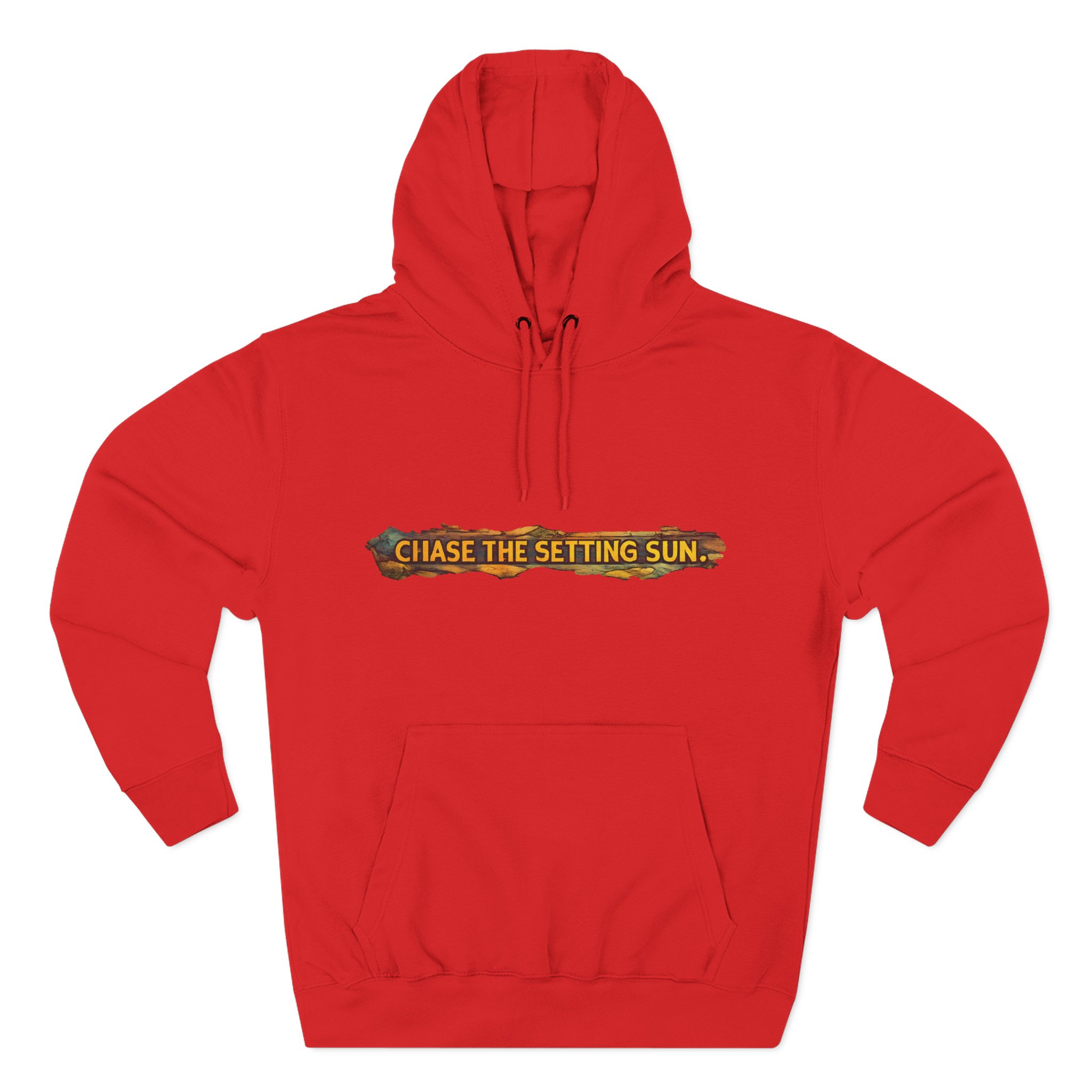 Three-Panel Fleece Hoodie - "Chase The Settings Sun" Design Cubic-Line