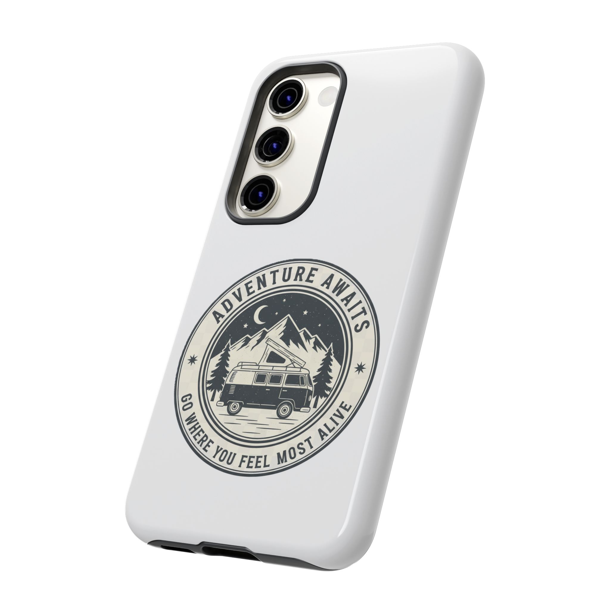Phone Case — "Adventure Awaits-Go Where You Feel Most Alive" Camper Van Design