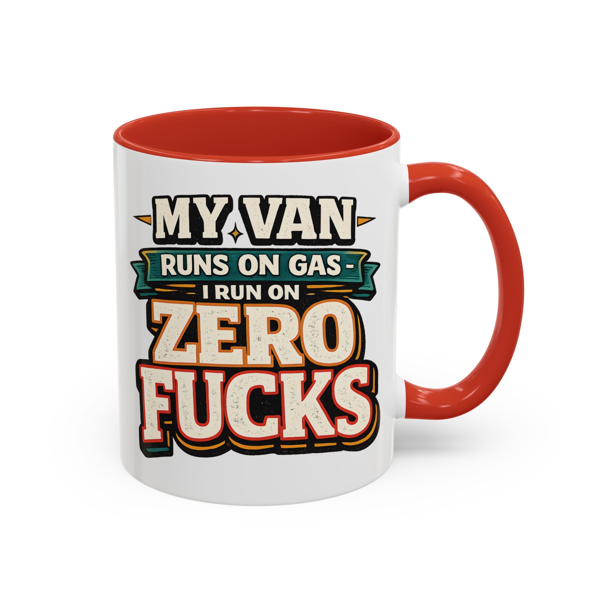 Accent Coffee Mug (11, 15oz) — "My Van Runs On Gas" Design F**K-Line