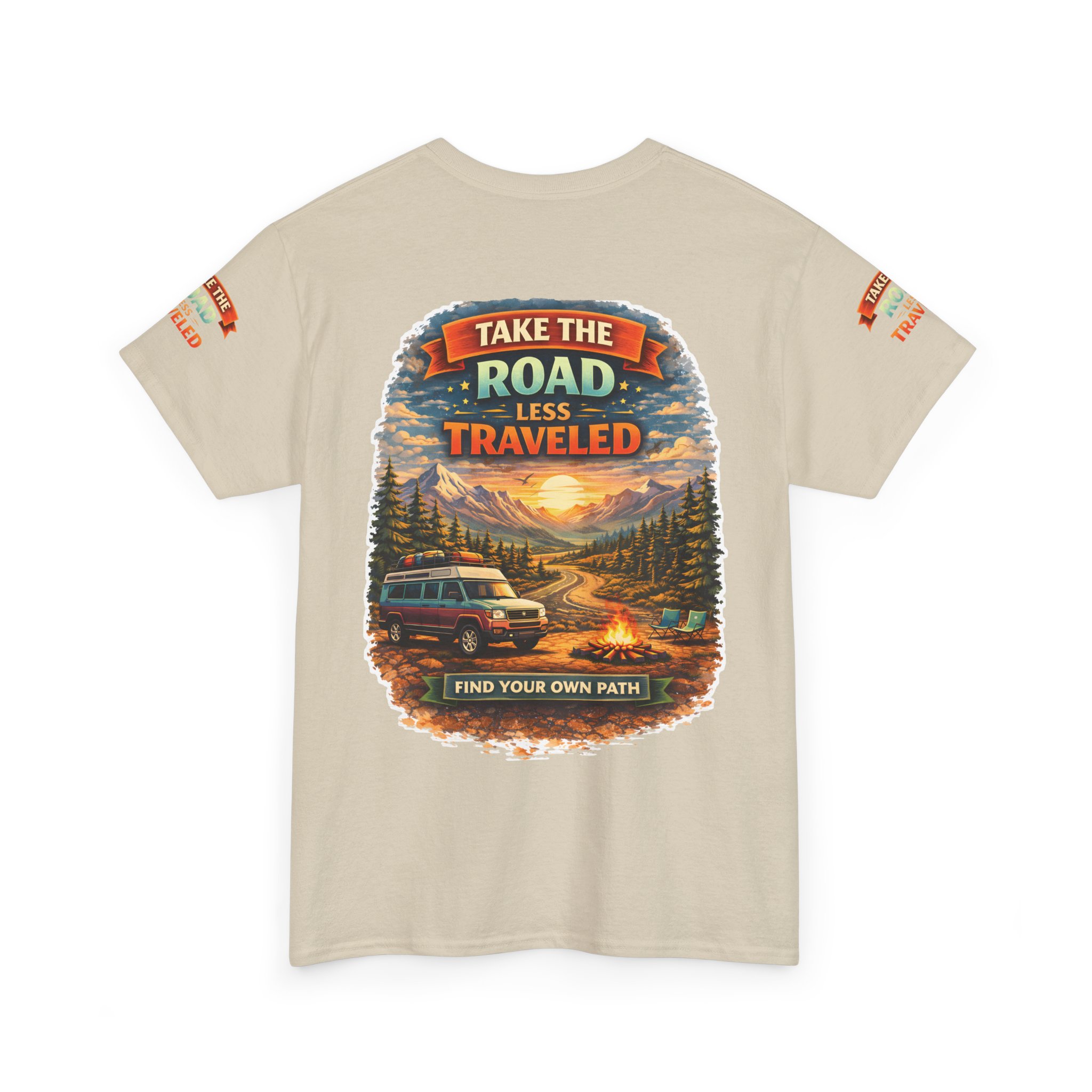 Unisex Heavy Cotton Tee — "Take The Road Less Traveled" Design Scenic-Line