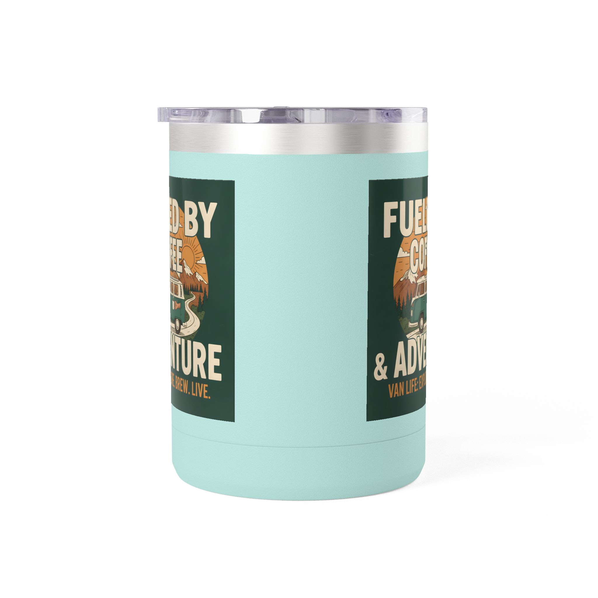 Coffee Mug Tumbler, 15oz — "Fueled by Coffee & Adventure"