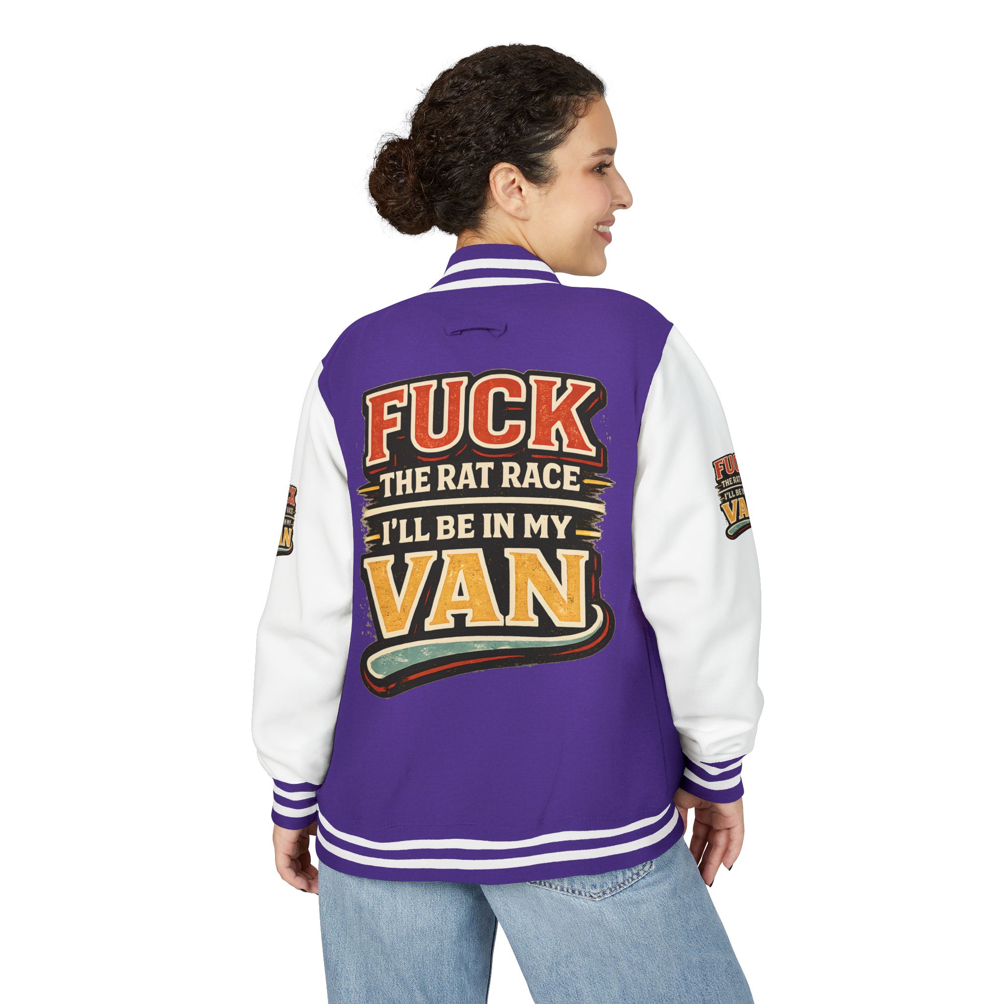 Unisex Heavyweight Letterman Jacket — "Fuck The Rat Race" Design F**K-Line