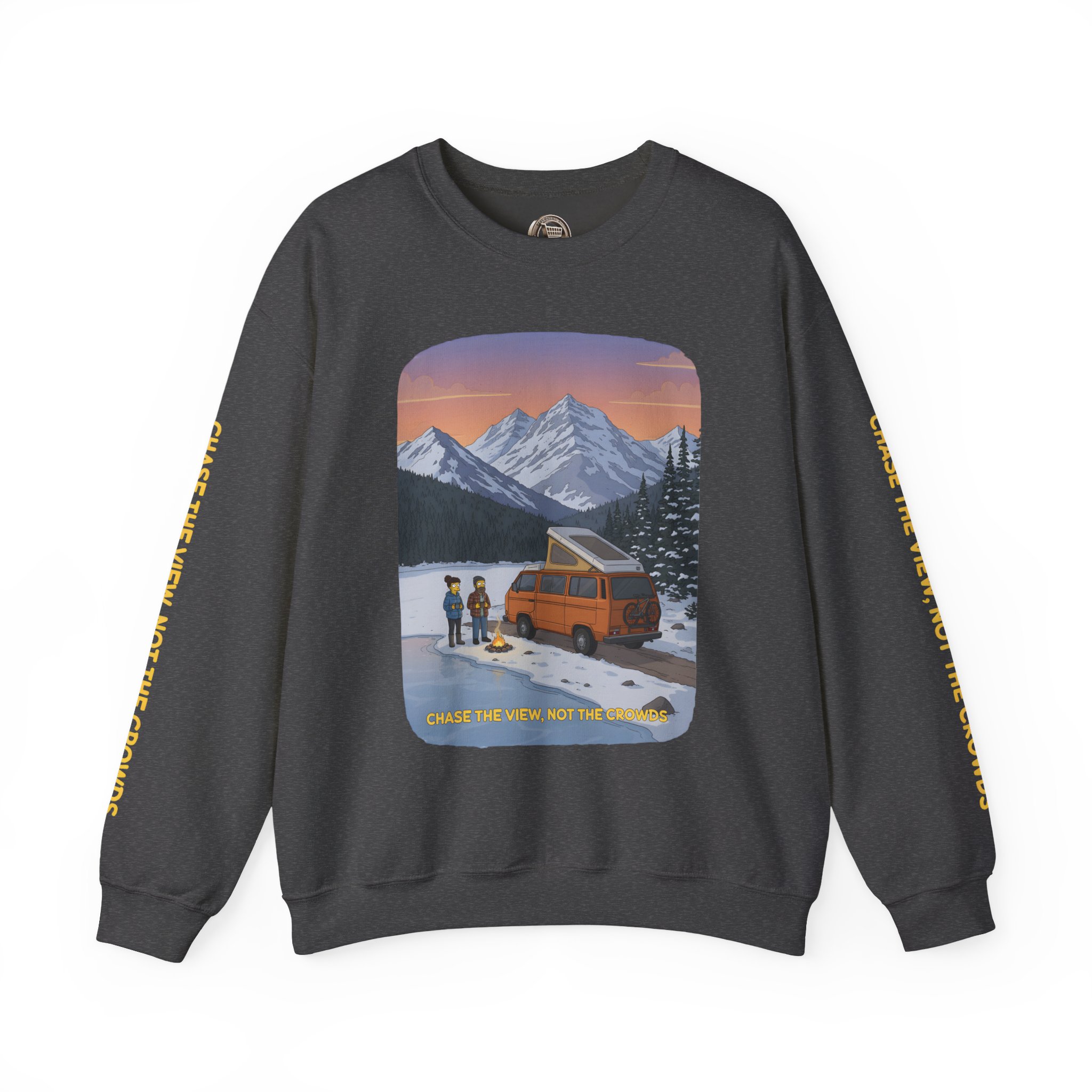 Unisex Heavy Blend™ Crewneck Sweatshirt — "Chase The Views-Not The Crowds"" Design Sitcom-Line
