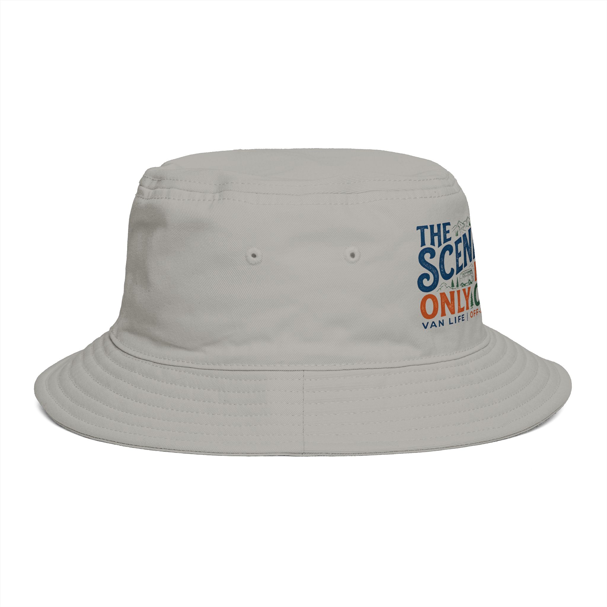 Bucket Hat — “The Scenic Route Is My Only Commute” Embroidered Outdoor Travel Hat