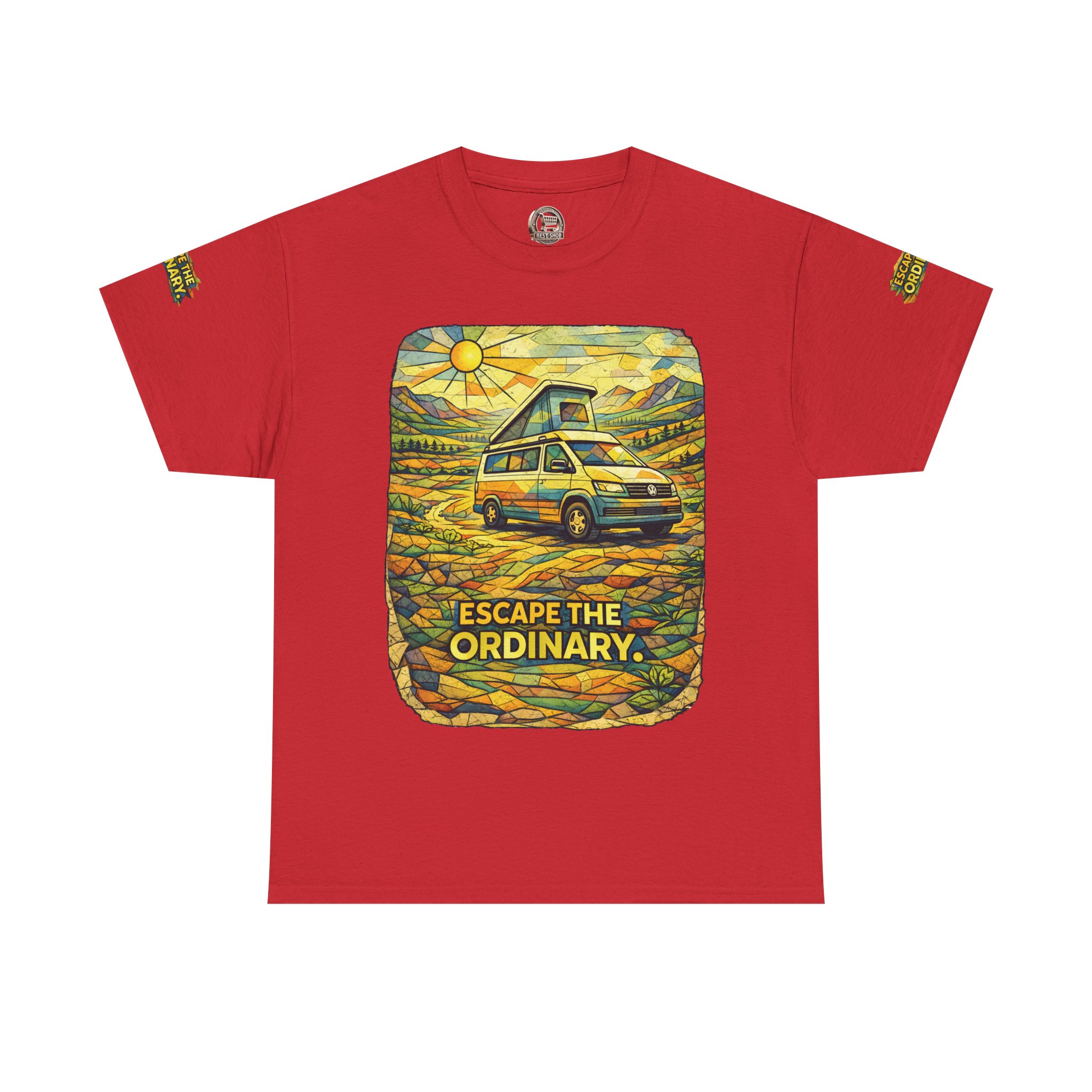 9073886376197265033_2048.jpeg Unisex Heavy Cotton Tee — "Escape The Ordinary" Design Cubic-Line