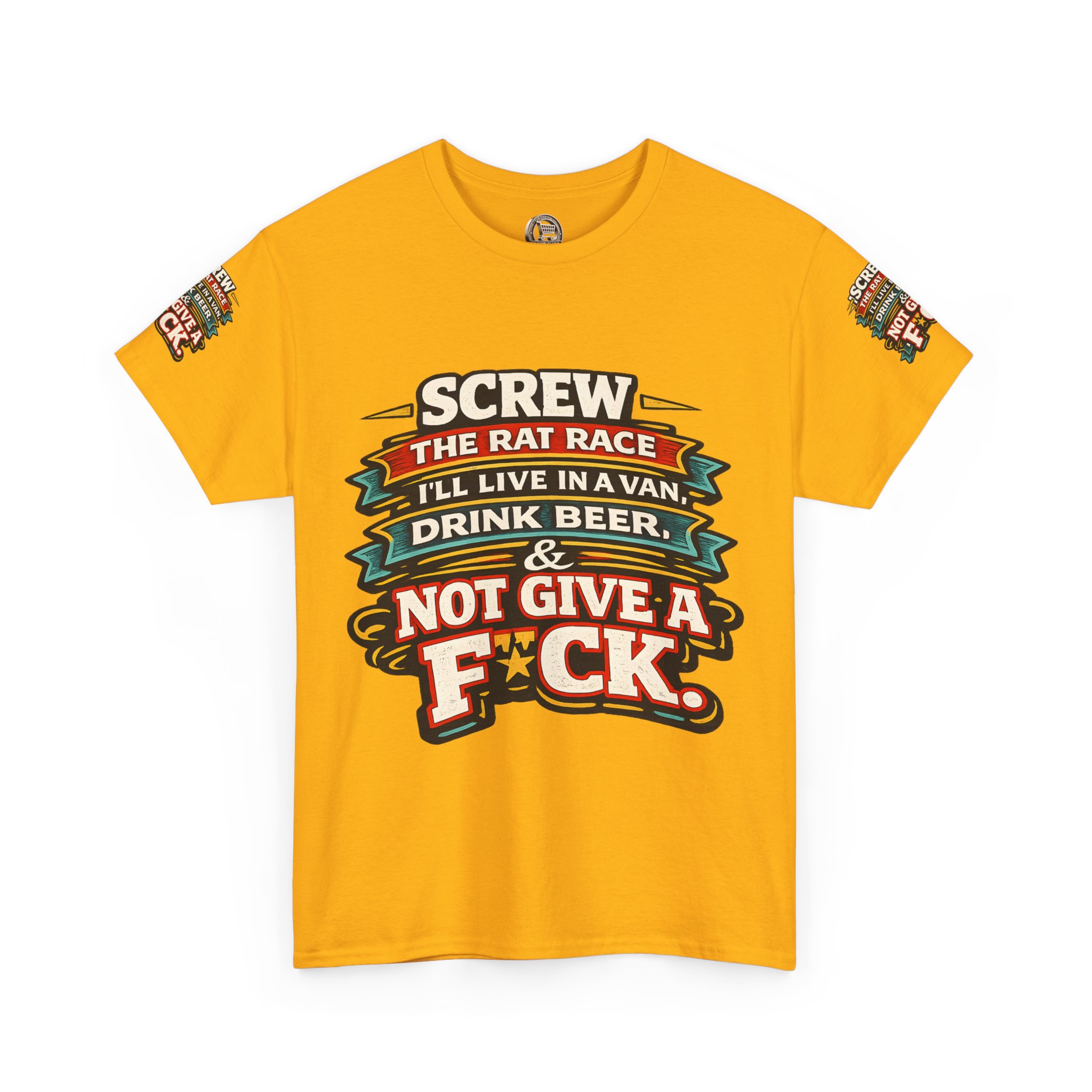 Unisex Heavy Cotton Tee — "Screw The Rat Race" Design F**K-Line