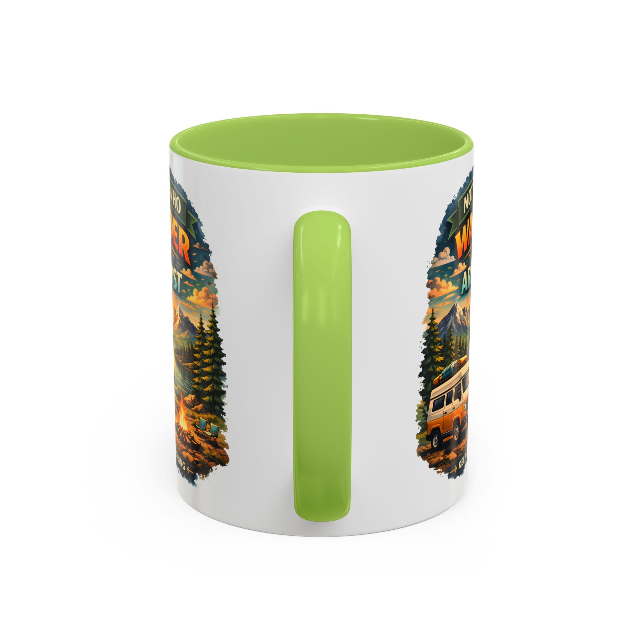 Accent Coffee Mug (11, 15oz) — "Not All Who Wander Are Lost" Design Scenic-Line