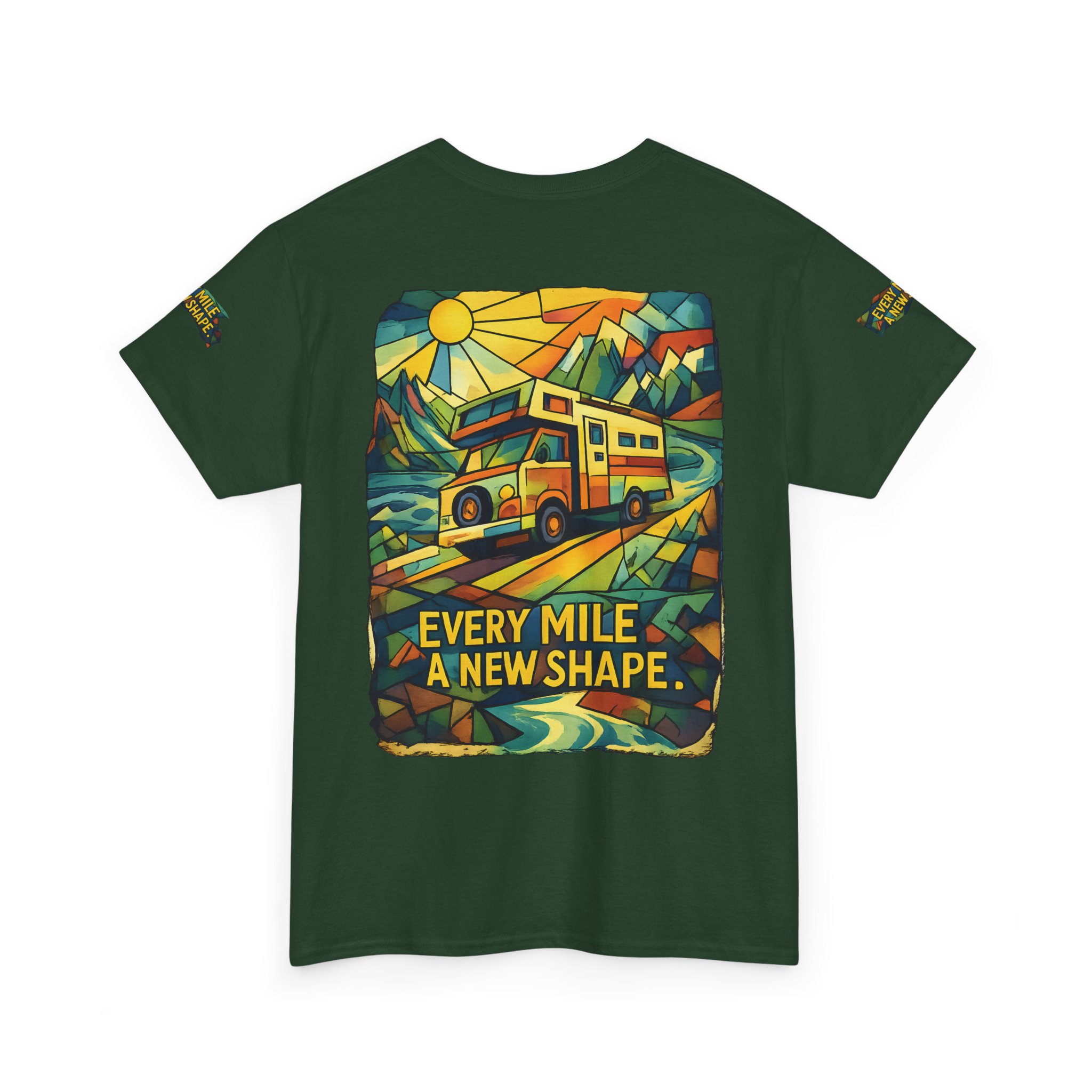 Unisex Heavy Cotton Tee — "Every Mile A New Shape" Design Cubic-Line