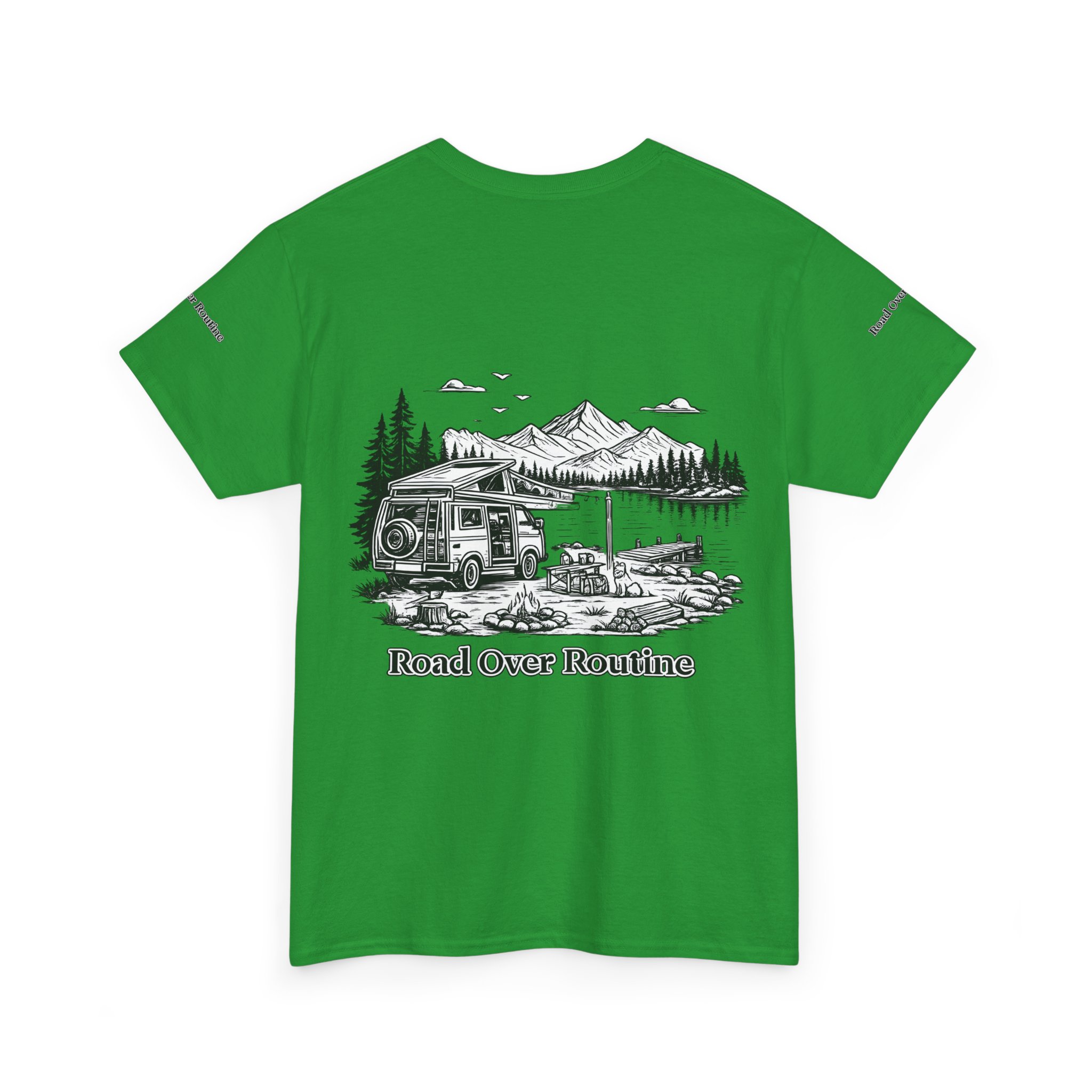 Unisex Heavy Cotton Tee — "Road Over Routine" Design Minimal-Line