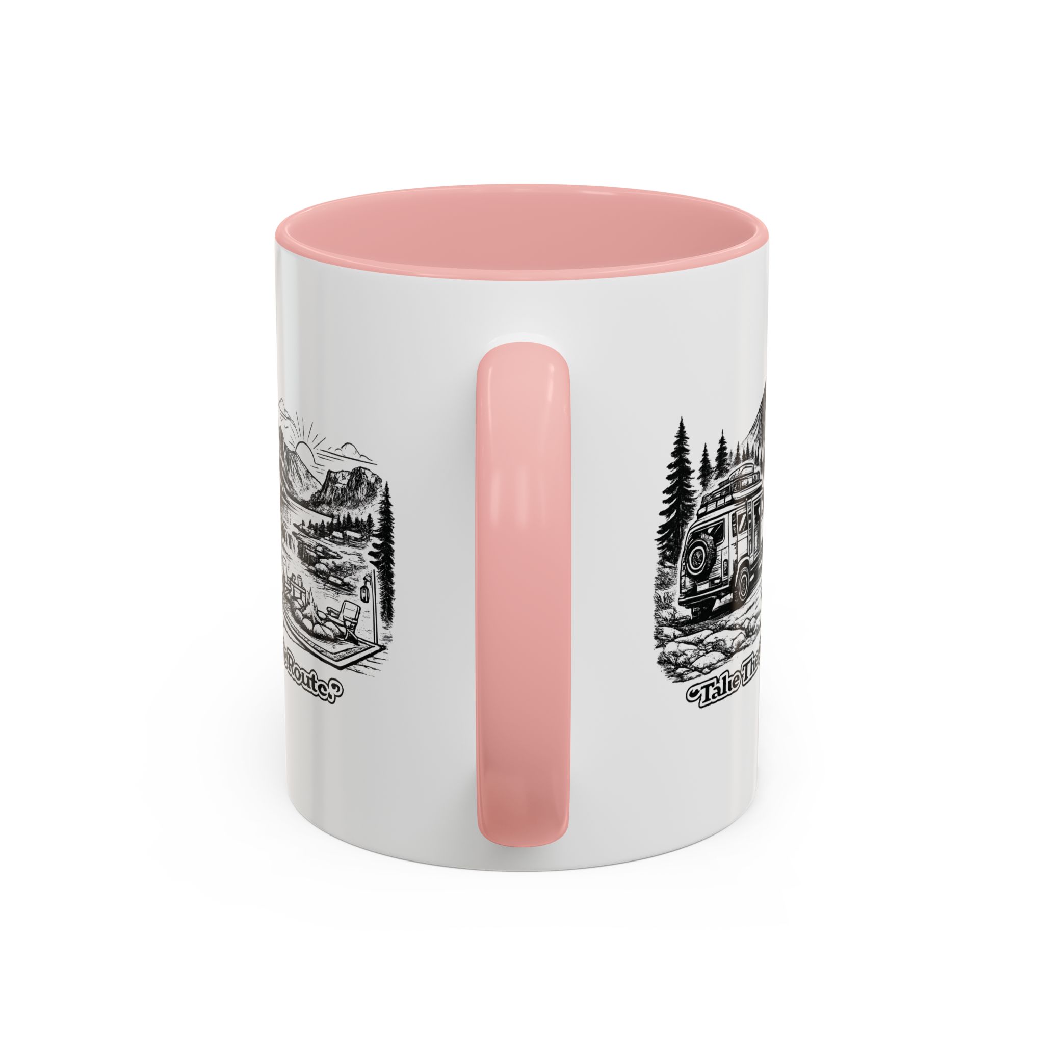 Accent Coffee Mug (11, 15oz) — "Take The Scenic Route" Design Minimal-Line