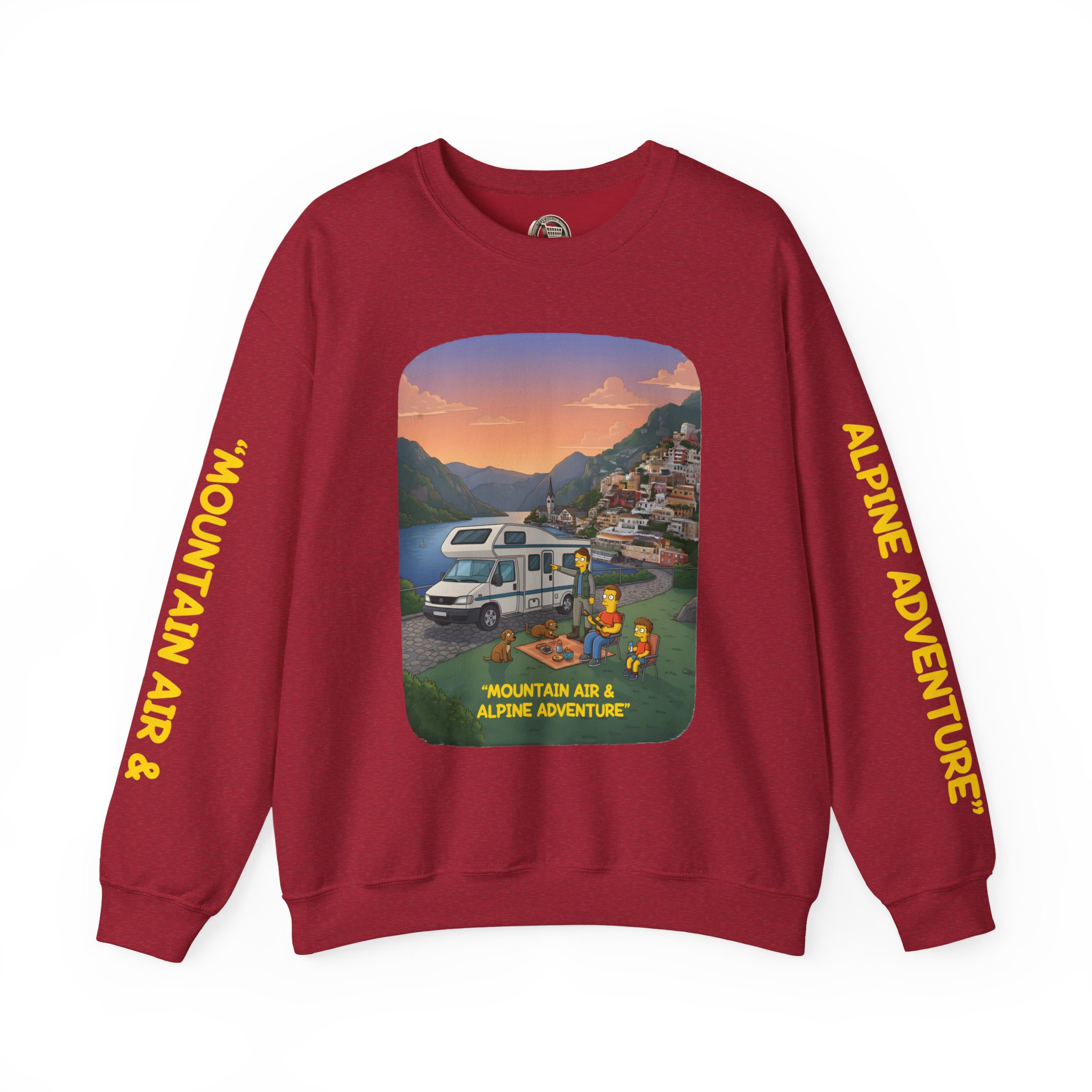 Unisex Heavy Blend™ Crewneck Sweatshirt — "Mountain Air-Alpine Adventure" Design Sitcom-Line