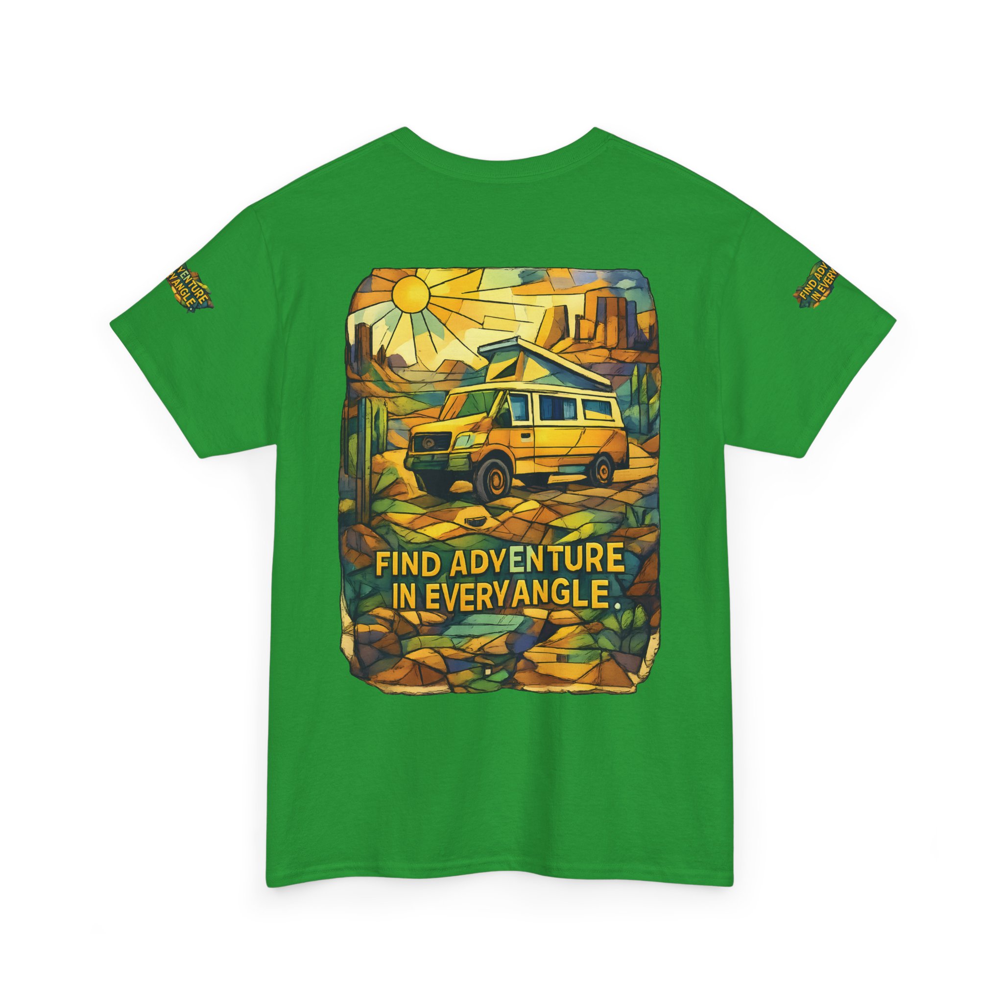 Unisex Heavy Cotton Tee — "Find Adventure In Every Corner" Design Cubic-Line