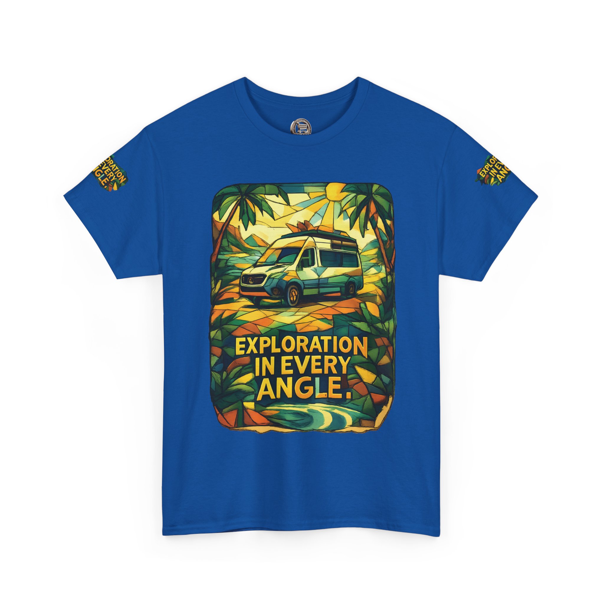 Unisex Heavy Cotton Tee — "Exploration In Every Angle" Design Cubic-Line