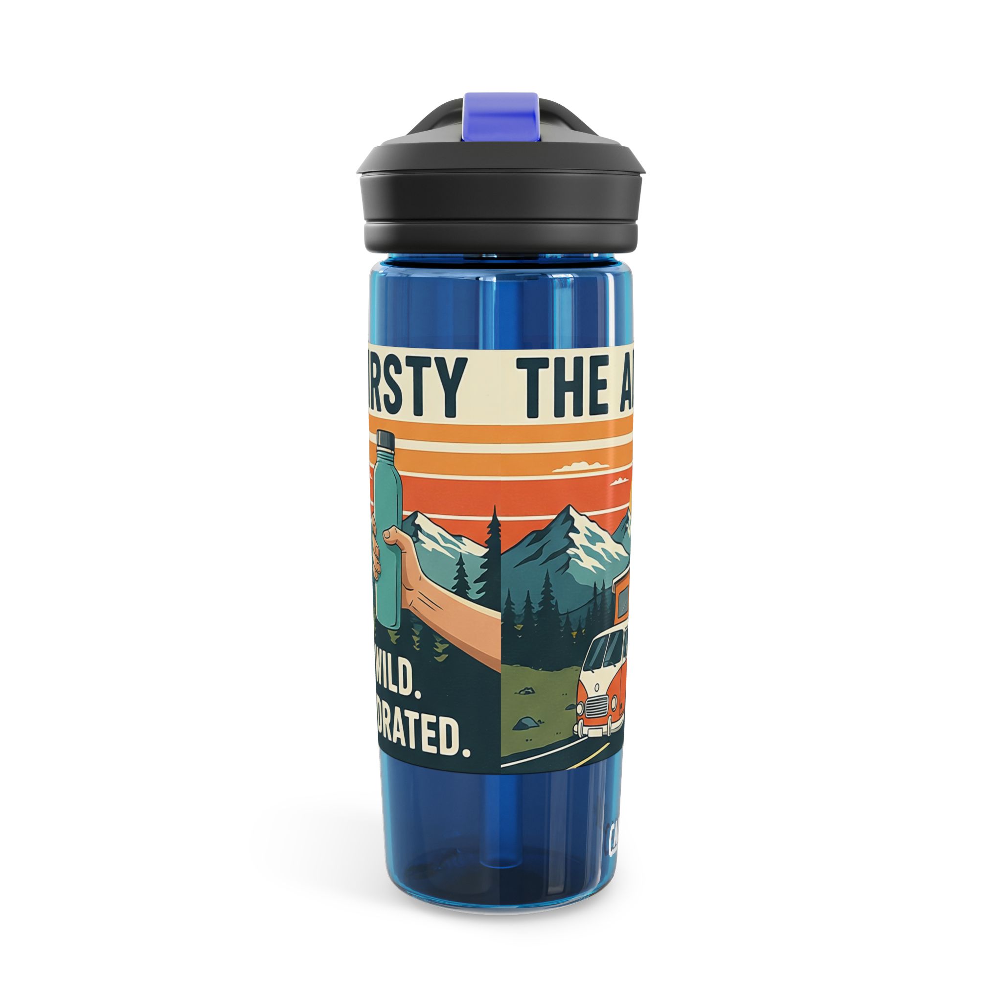 Water Bottle — 20/25oz CamelBak Eddy® | "Adventure Is Out There " Retro Mountain & Van Camping Design