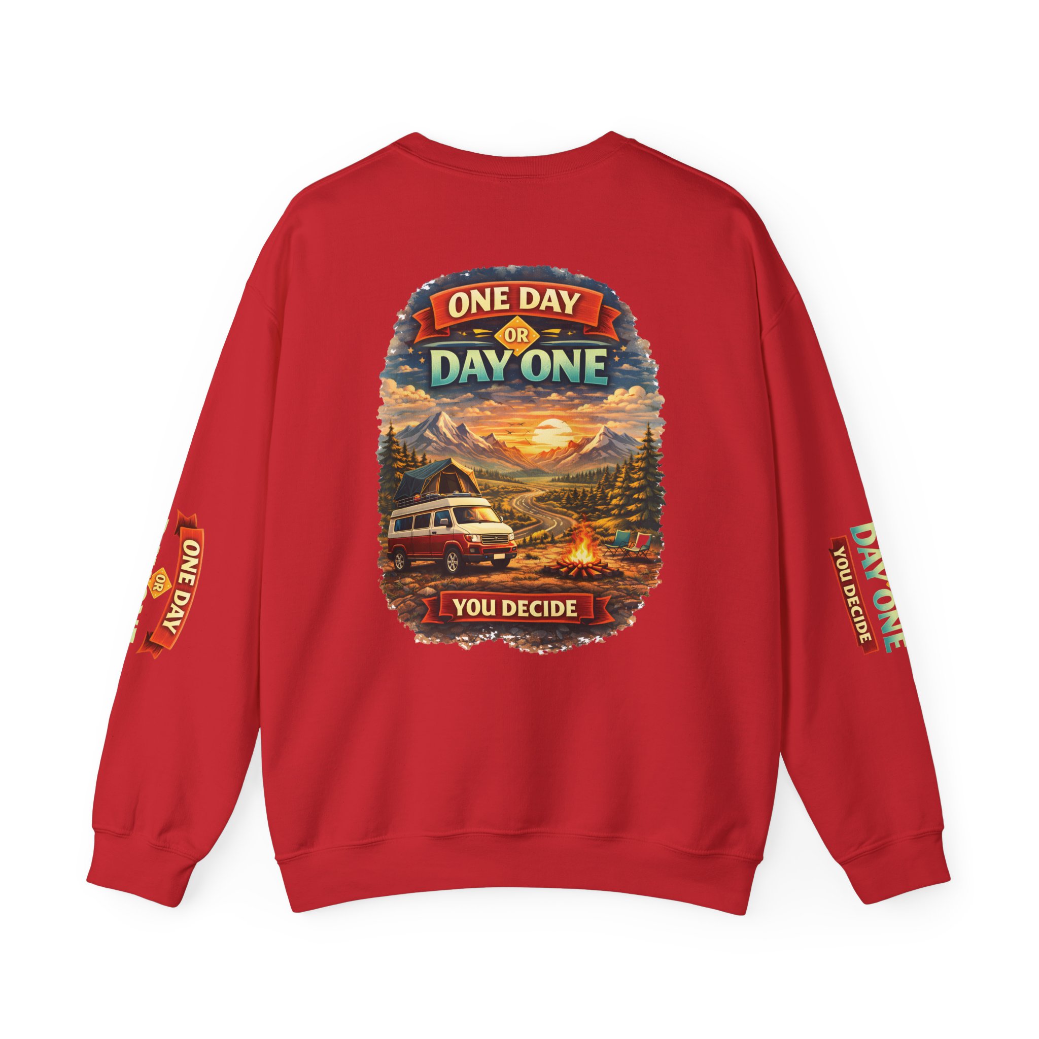 Unisex Heavy Blend™ Crewneck Sweatshirt — "One Day Or Day One" Design Scenic-Line