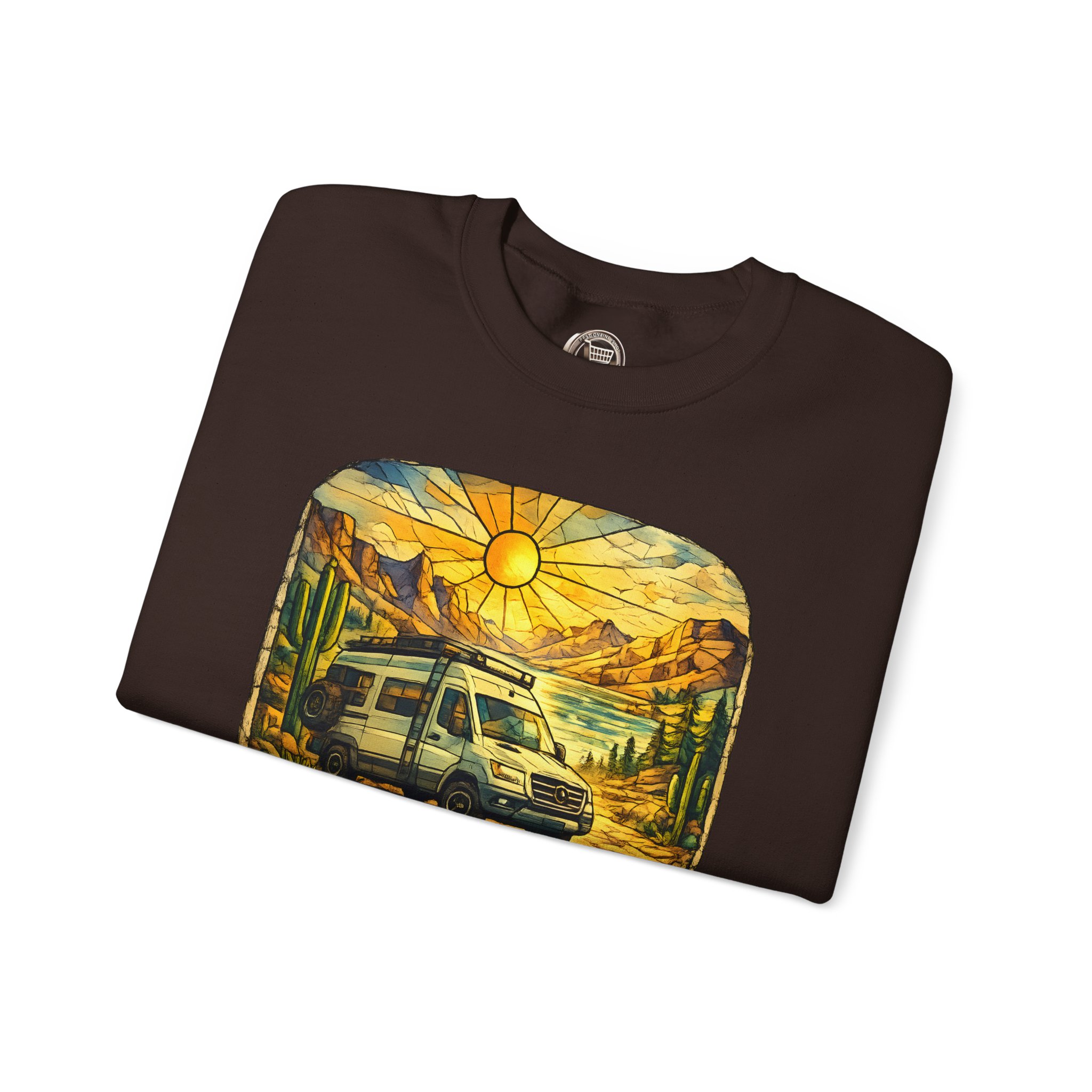 Unisex Heavy Blend™ Crewneck Sweatshirt — "Chase The Sun" Design Cubic-Line