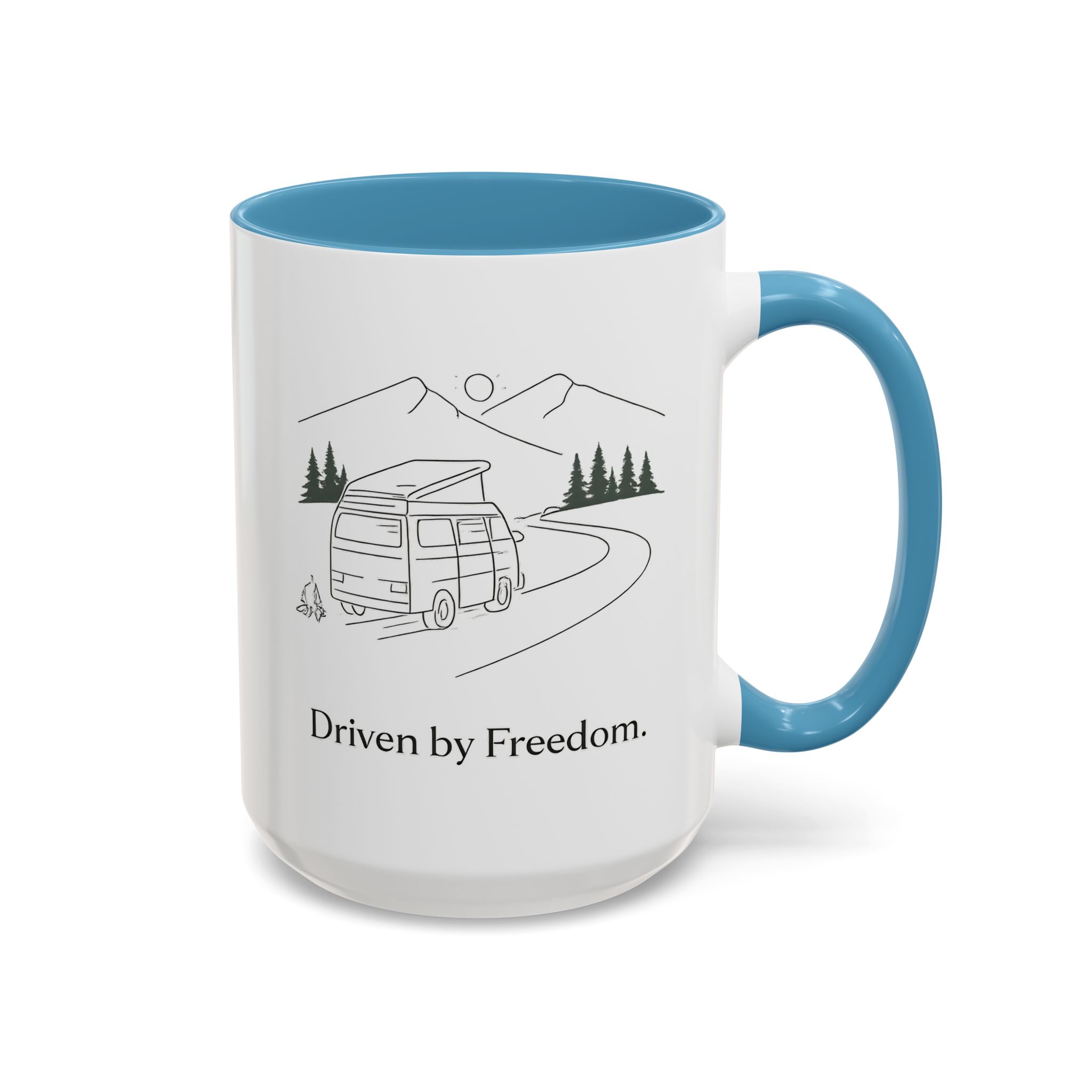 Accent Coffee Mug (11, 15oz) — "Driven By Freedom" Design Minimal-Line