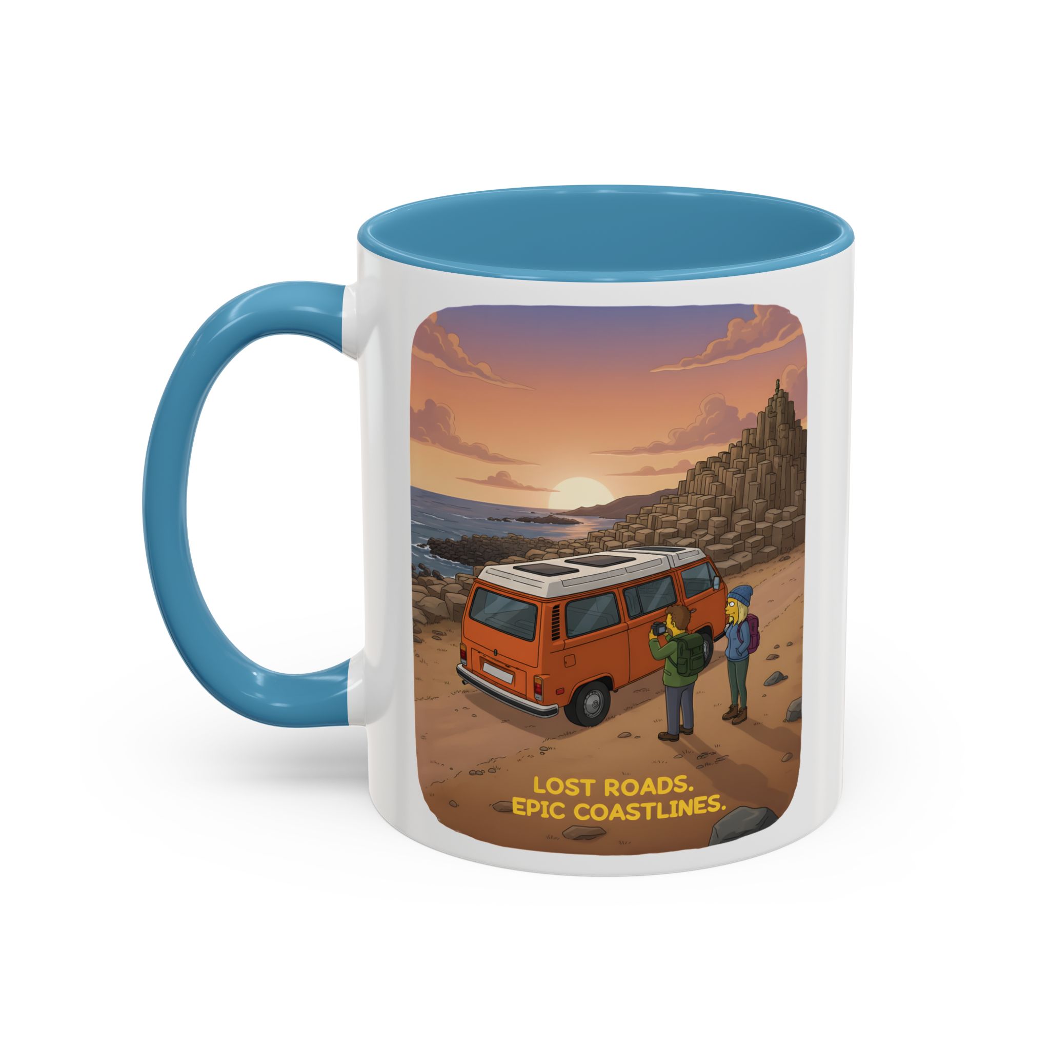Accent Coffee Mug (11, 15oz) — "Lost Roads Epic Coastlines" Design Sitcom-Line