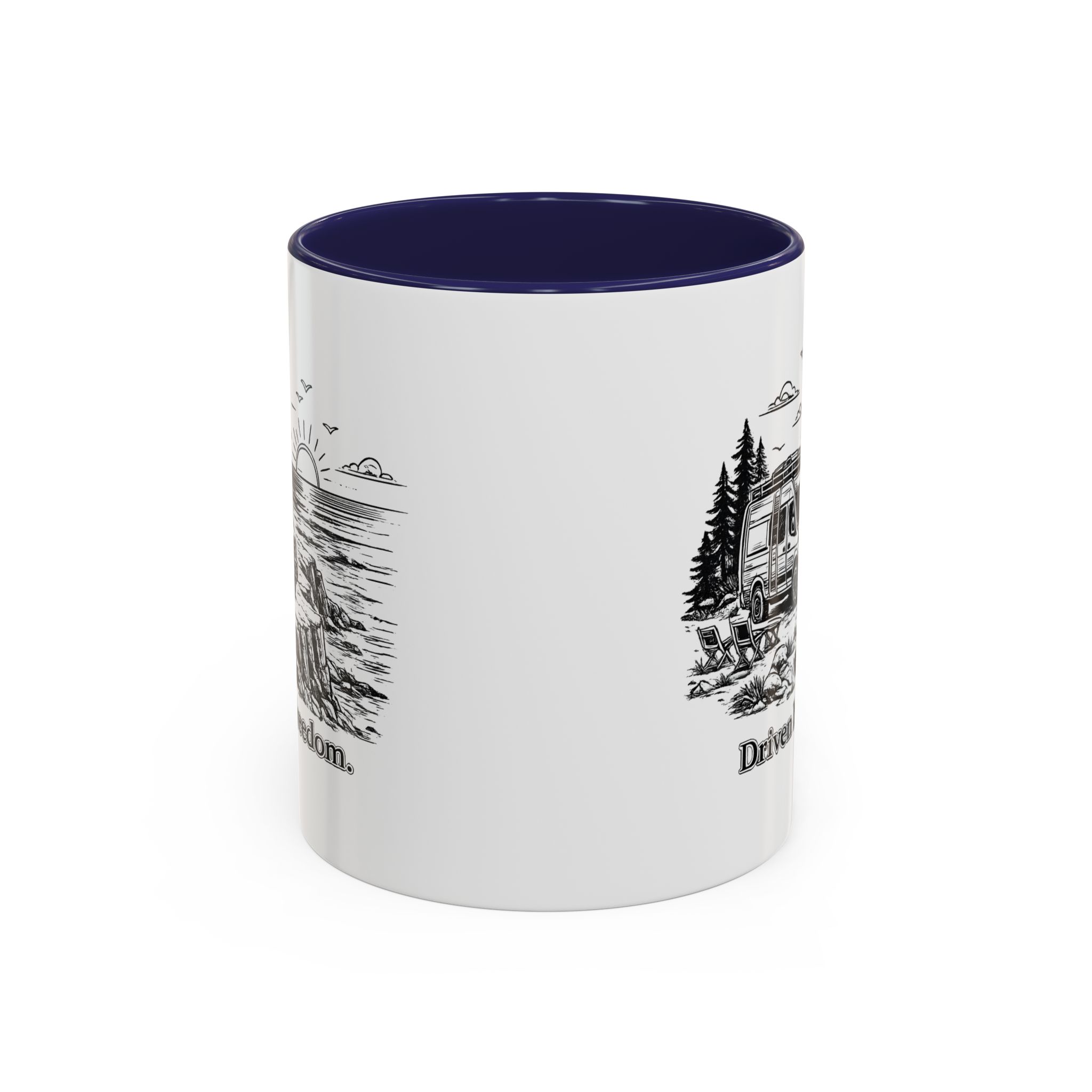 Accent Coffee Mug (11, 15oz) — "Driven By Freedom" Design Minimal-Line