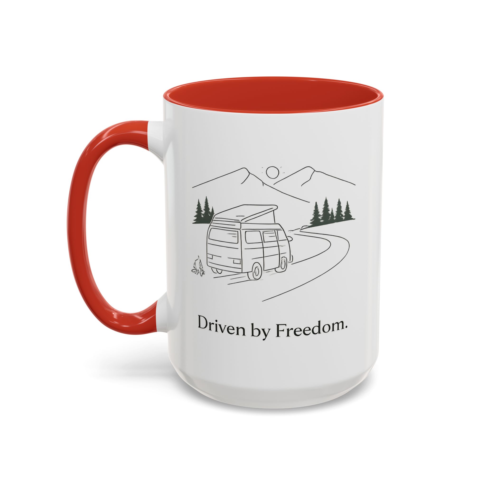 Accent Coffee Mug (11, 15oz) — "Driven By Freedom" Design Minimal-Line