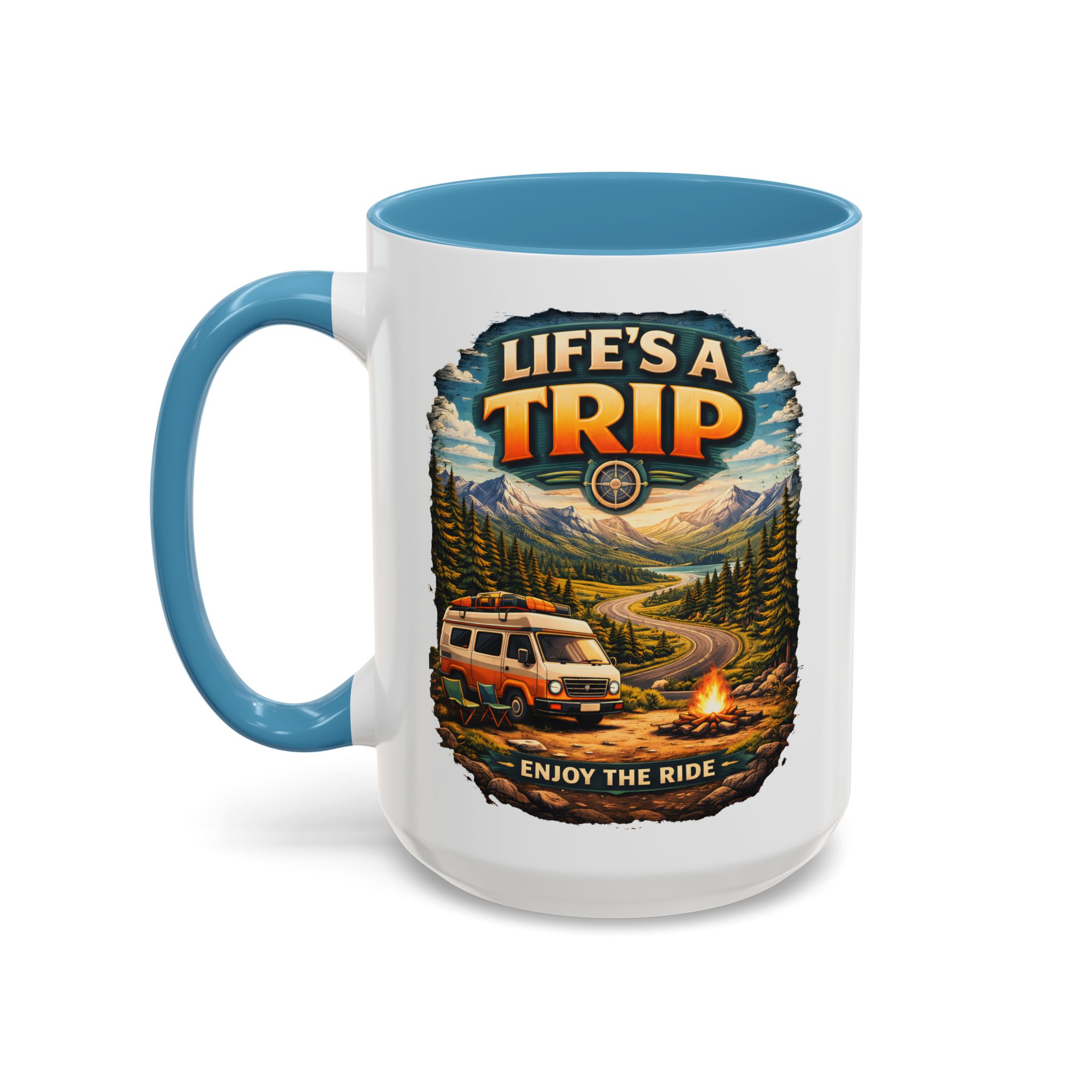 Accent Coffee Mug (11, 15oz) — "Life s A Trip" Design Scenic-Line