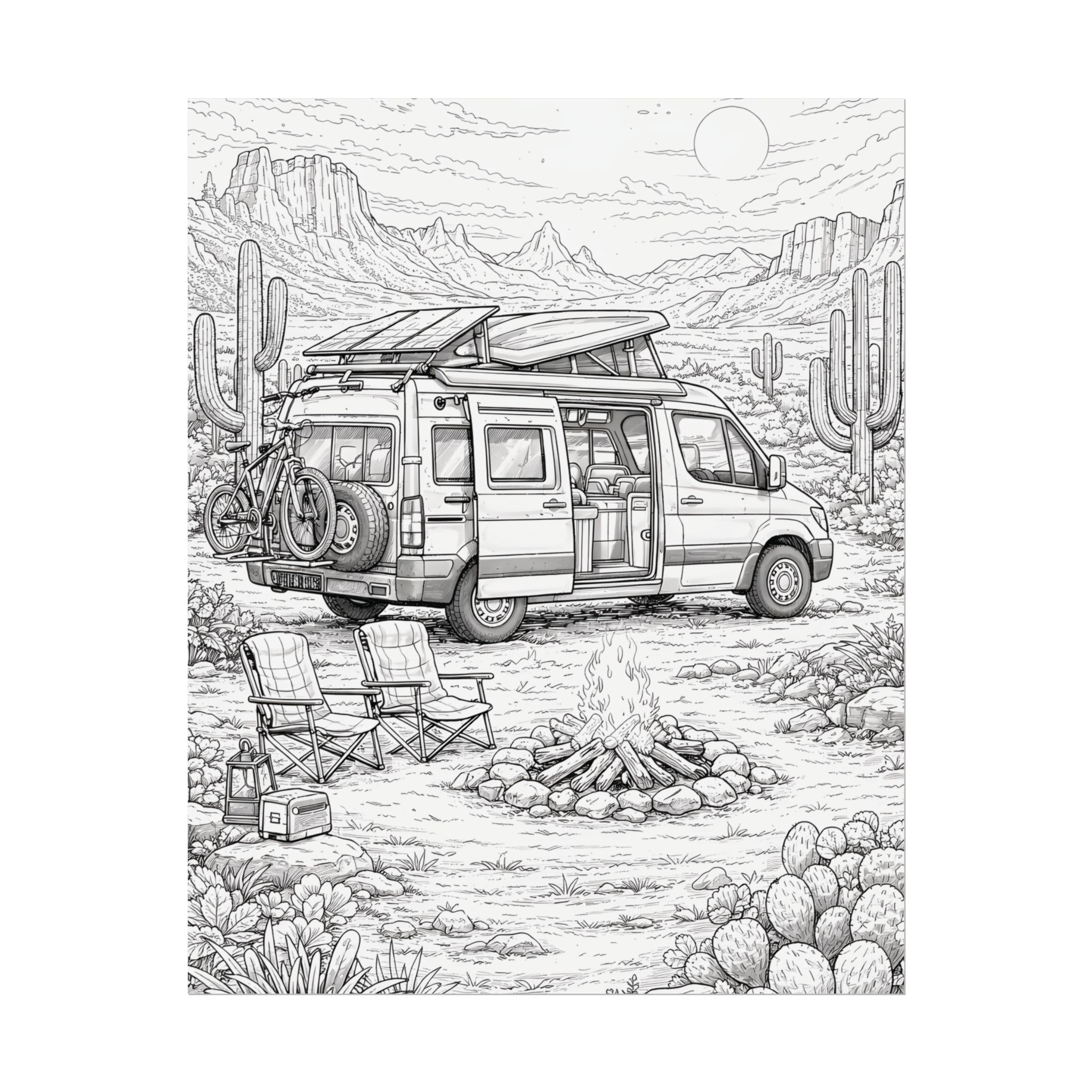 Campervan Poster — Vintage RV Camping Landscape Wall Art
