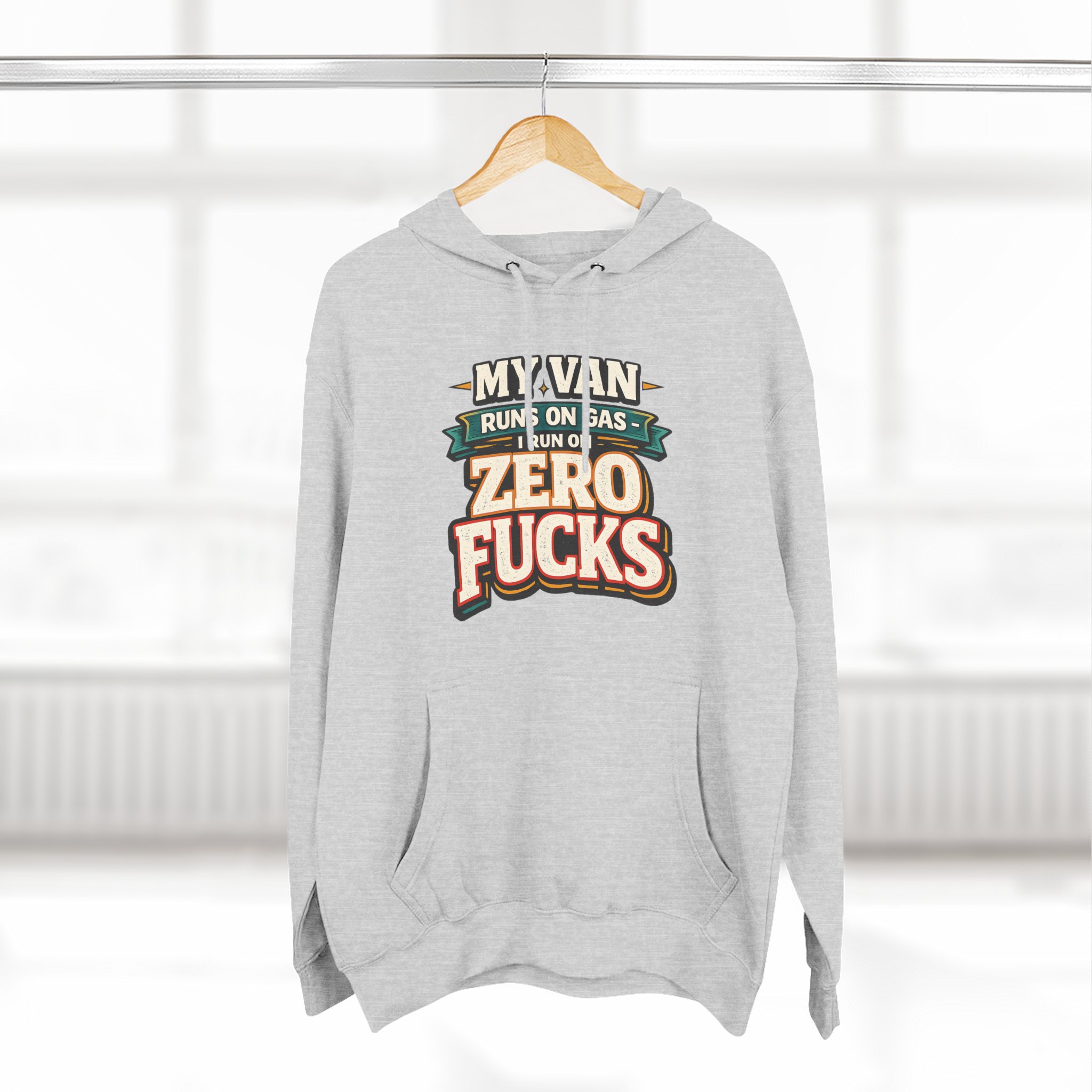 Three-Panel Fleece Hoodie - "My Van Runs On Gas" Design F**K-Line