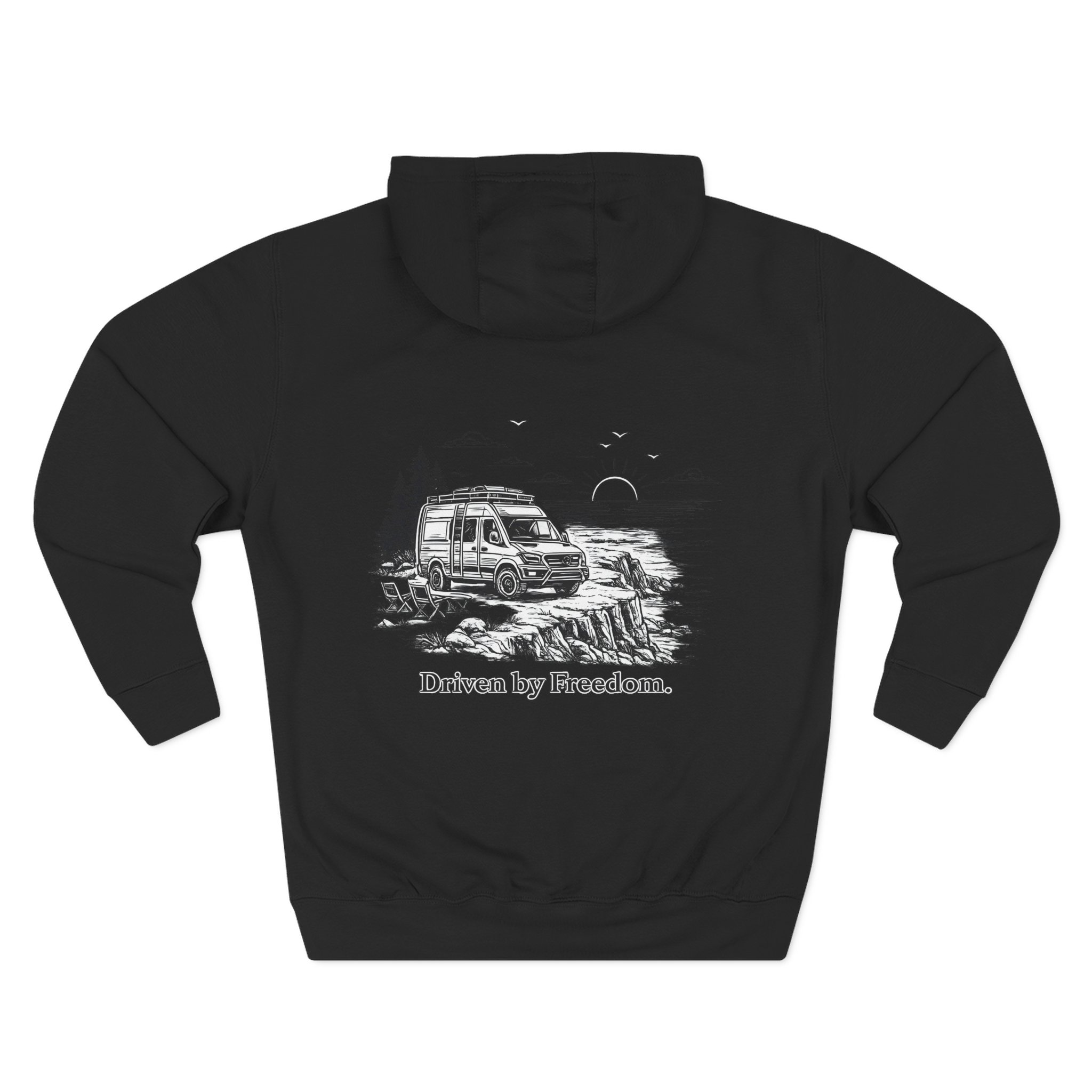 Three-Panel Fleece Hoodie - "Driven By Freedom" Design Minimal-Line