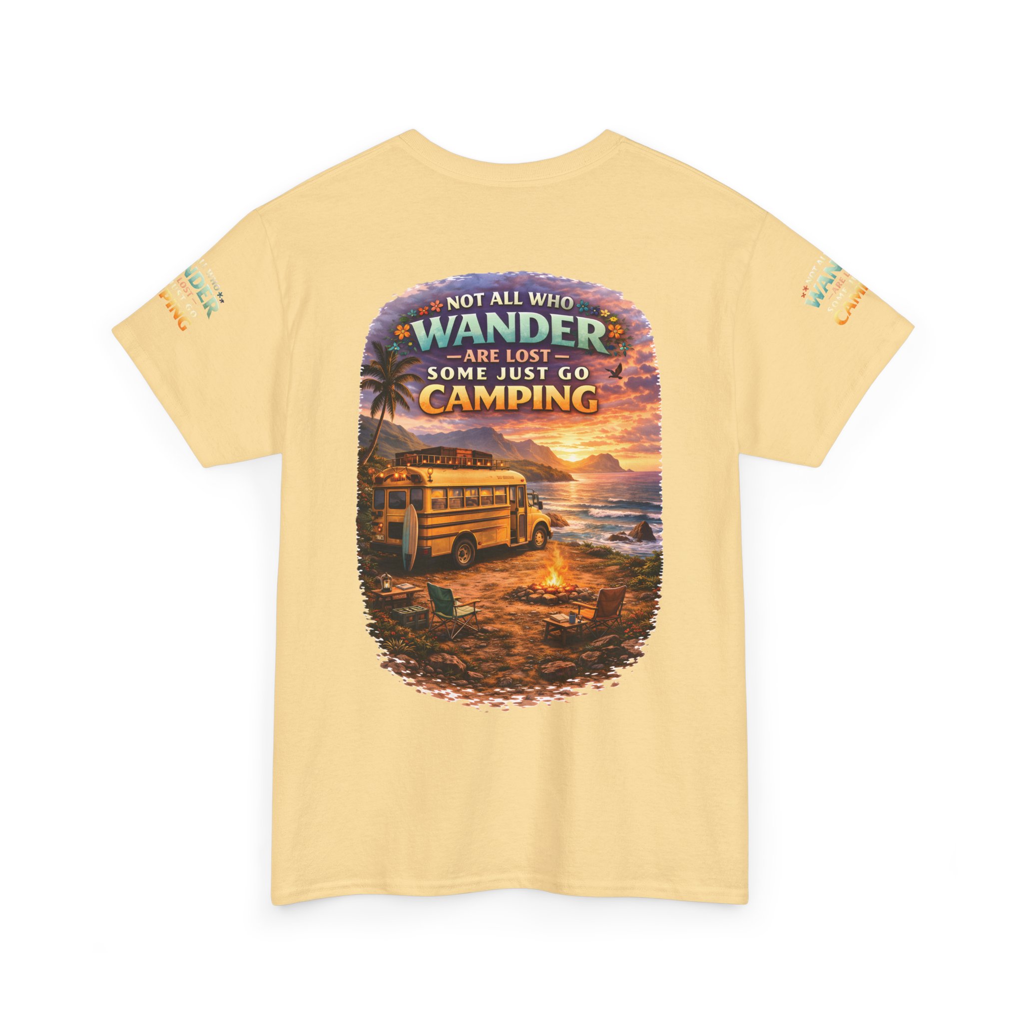 Unisex Heavy Cotton Tee — "Not All Who Wander Are Lost" Design Scenic-Line