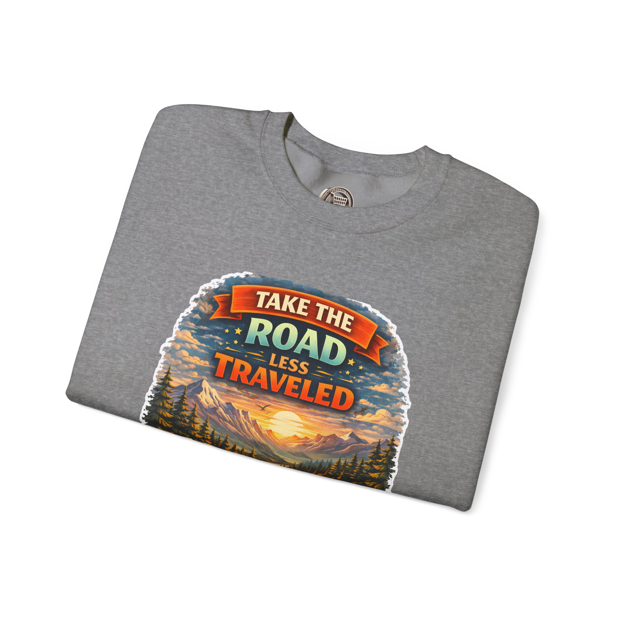 9116575599804334073_2048.jpeg Unisex Heavy Blend™ Crewneck Sweatshirt — "Take The Road Less Traveled" Design Scenic-Line