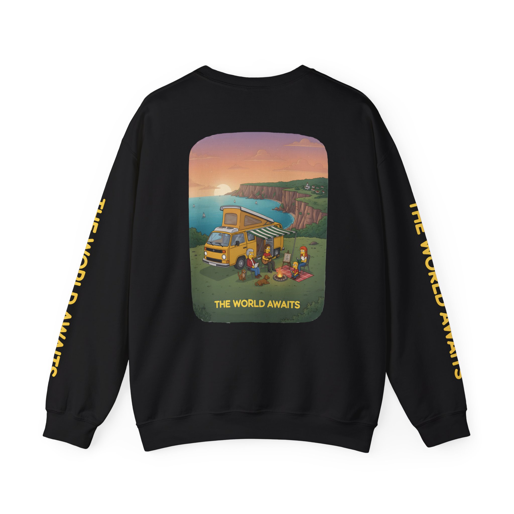 Unisex Heavy Blend™ Crewneck Sweatshirt — "The World Awaits" Design Sitcom-Line