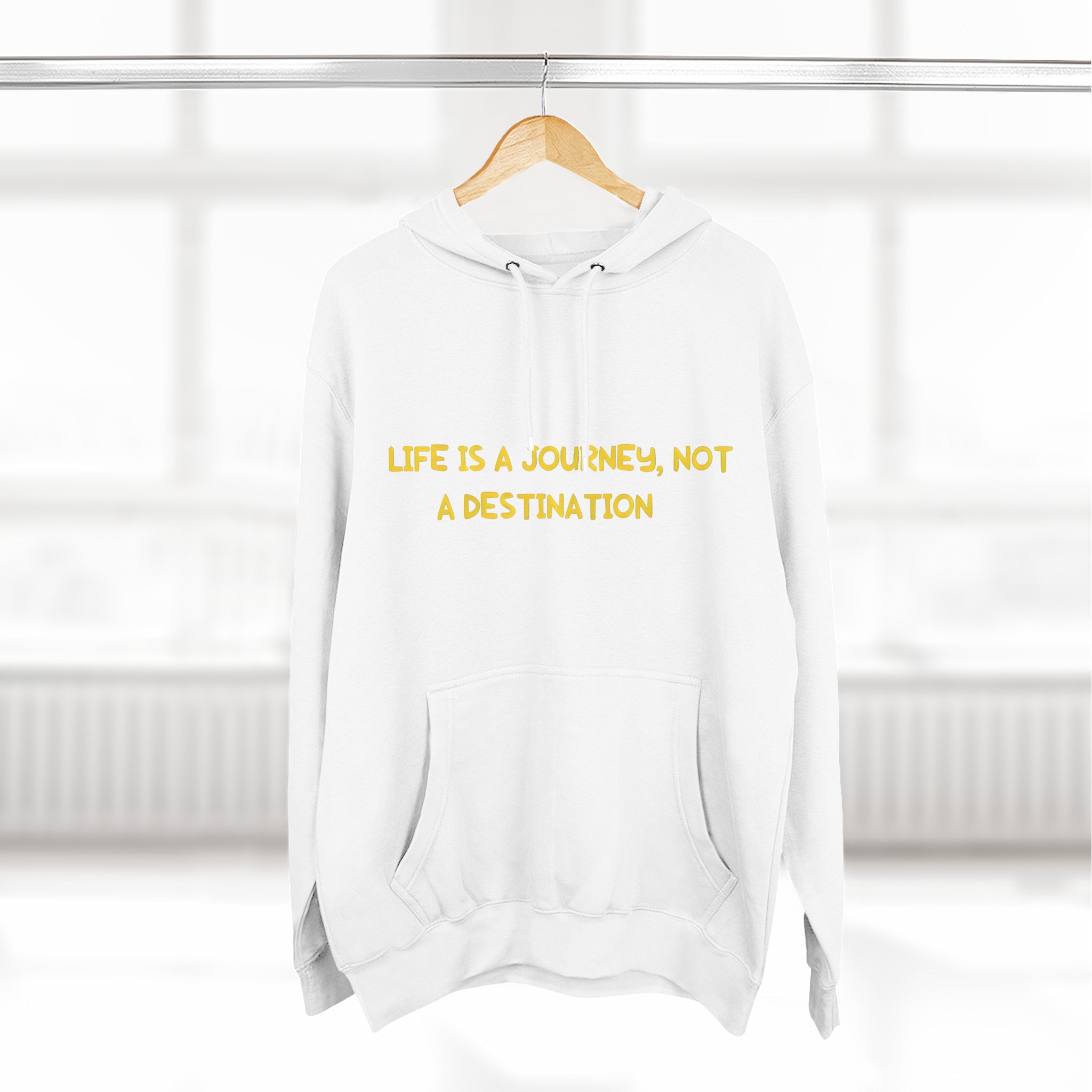 Three-Panel Fleece Hoodie - "Life Is A Journey-Not A Destination" Design Sitcom-Line