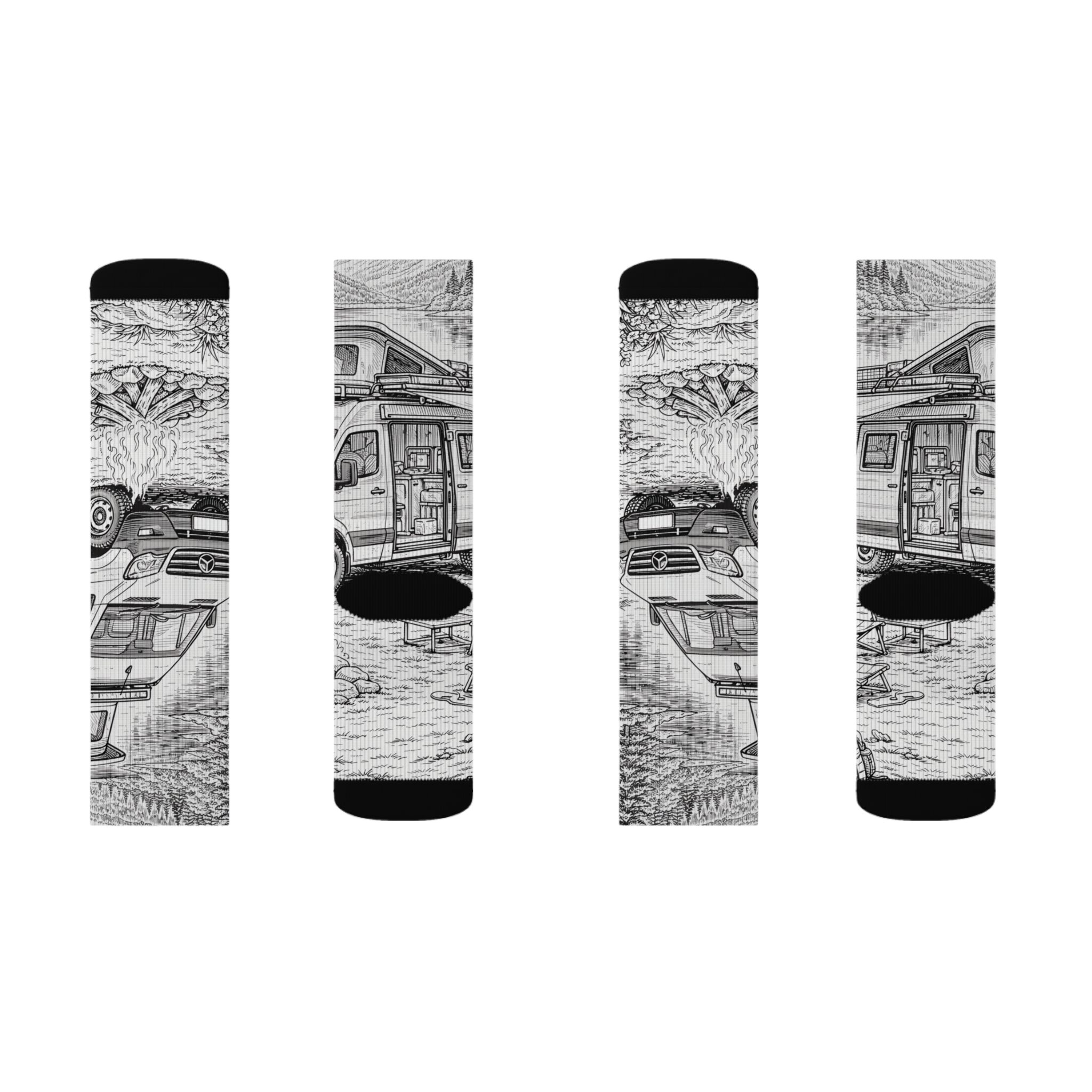 Sublimation Socks — Retro Camper Roadtrip Crew Socks