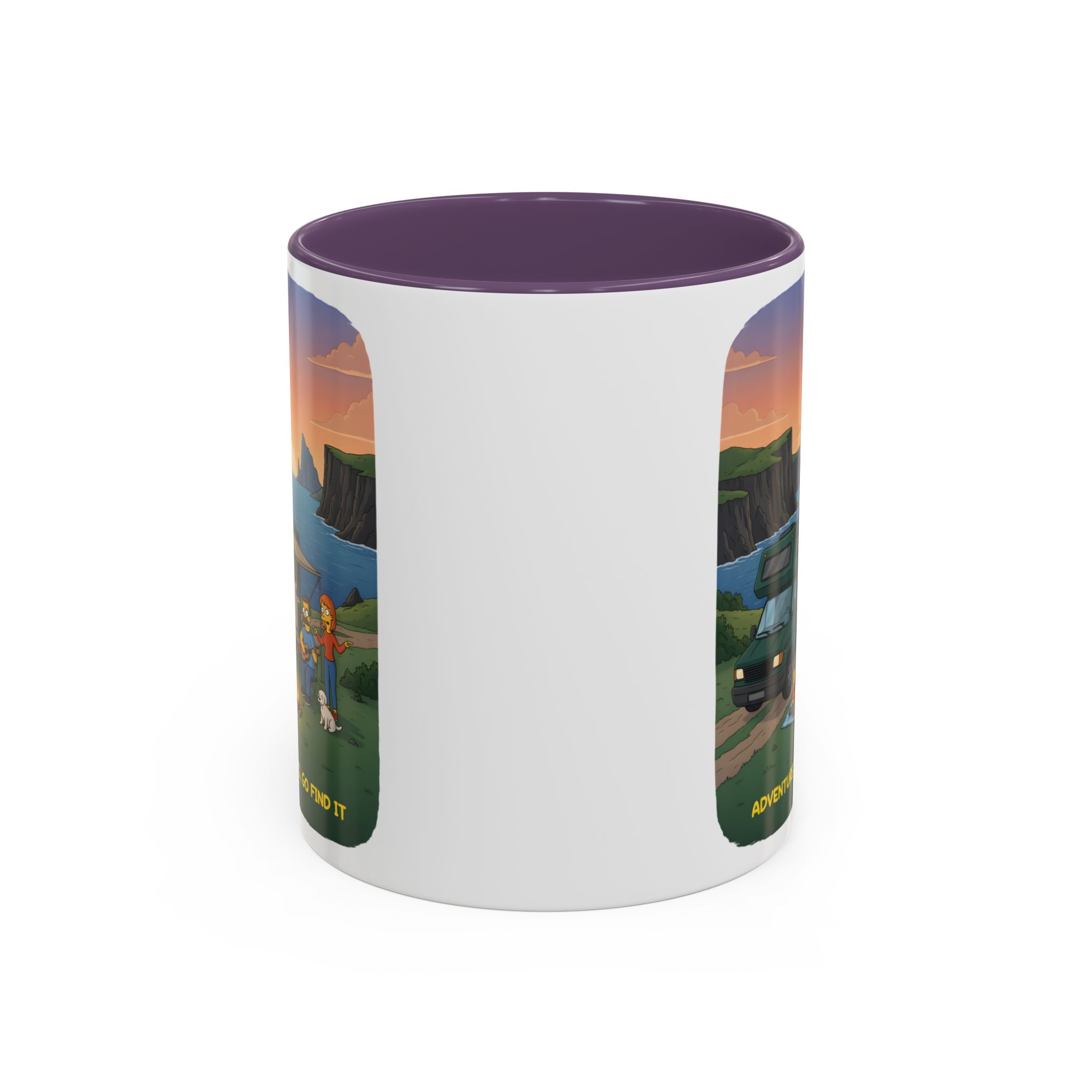 Accent Coffee Mug (11, 15oz) — "Adventure Awaits-Go Find It"" Design Sitcom-Line