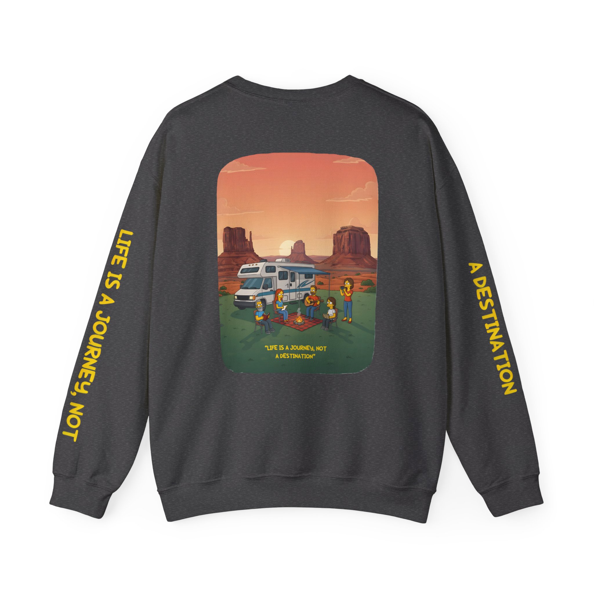Unisex Heavy Blend™ Crewneck Sweatshirt — "Life Is A Journey-Not A Destination" Design Sitcom-Line