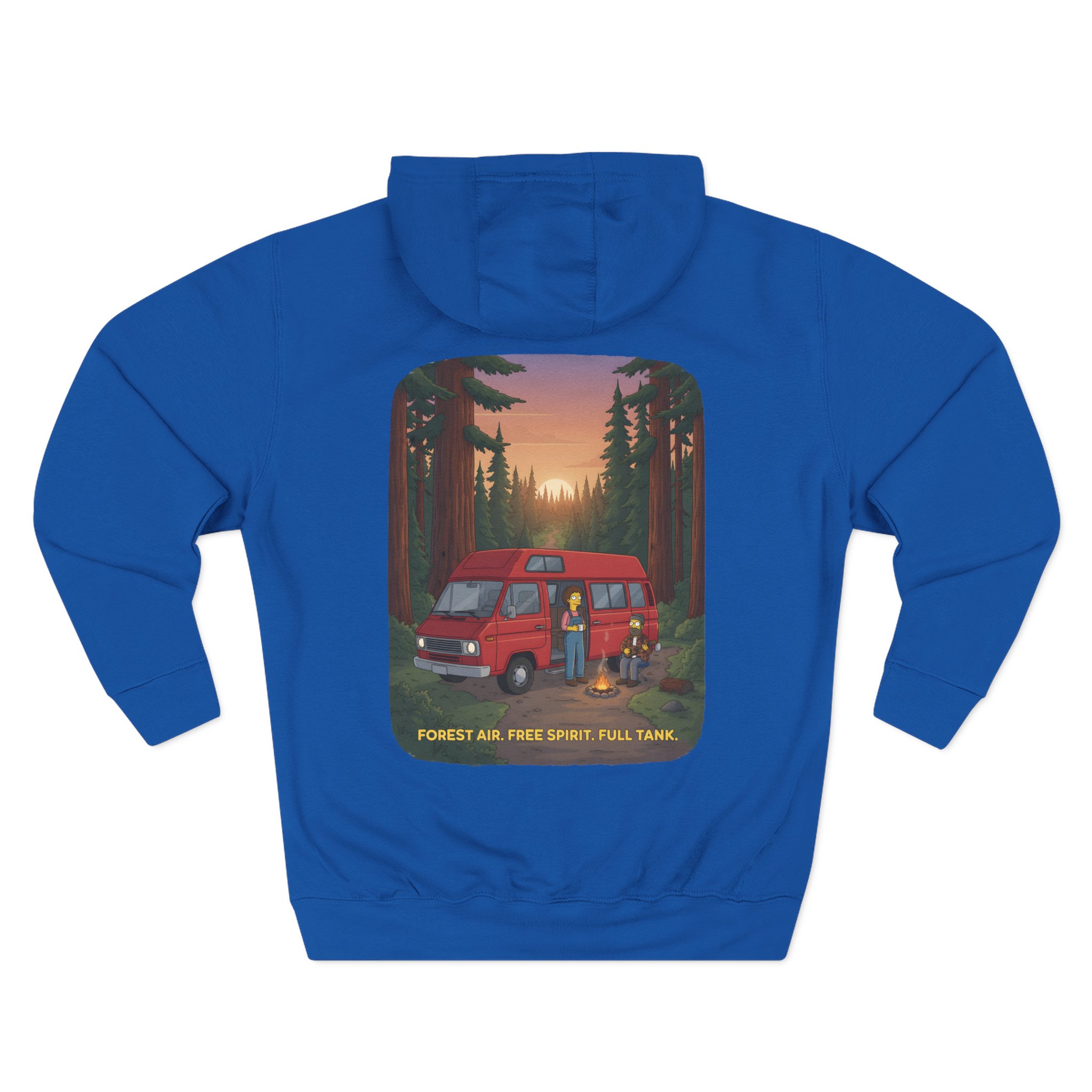 Three-Panel Fleece Hoodie - "Forest Air Free Spirit Full Tank" Design Sitcom-Line