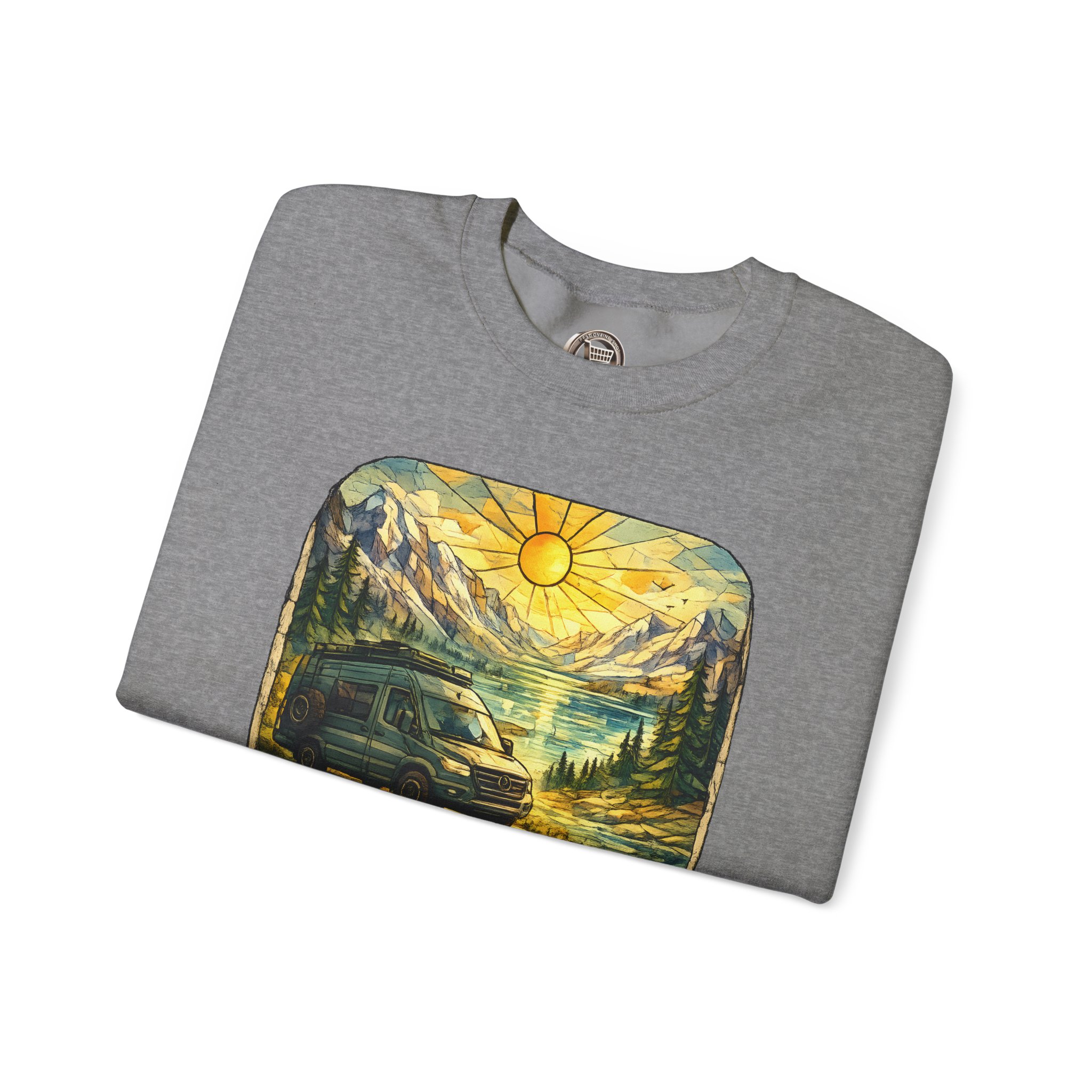 Unisex Heavy Blend™ Crewneck Sweatshirt — "Escape Into The Wild" Design Cubic-Line