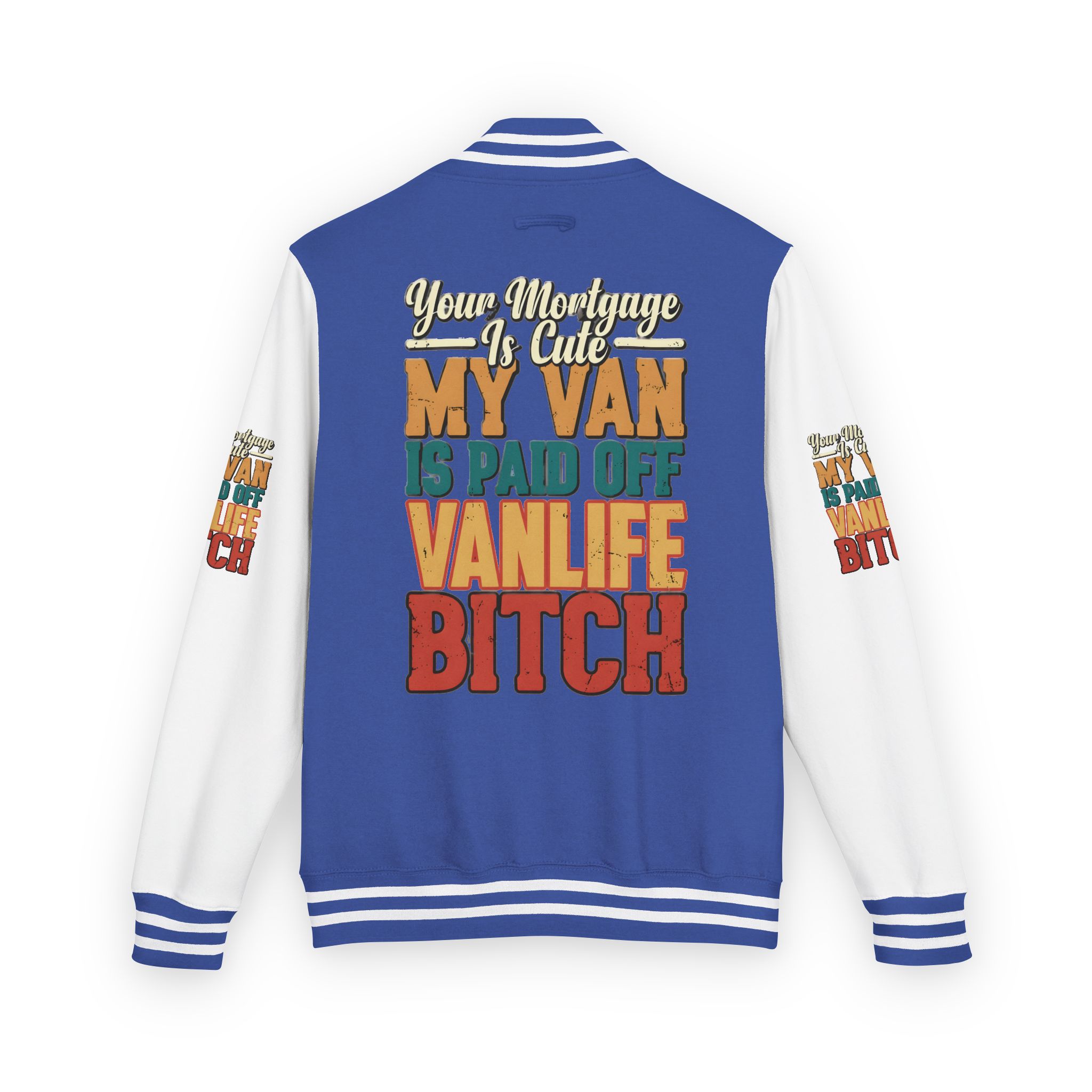 Unisex Heavyweight Letterman Jacket — "Your Mortgage Is Cute" Design F**K-Line