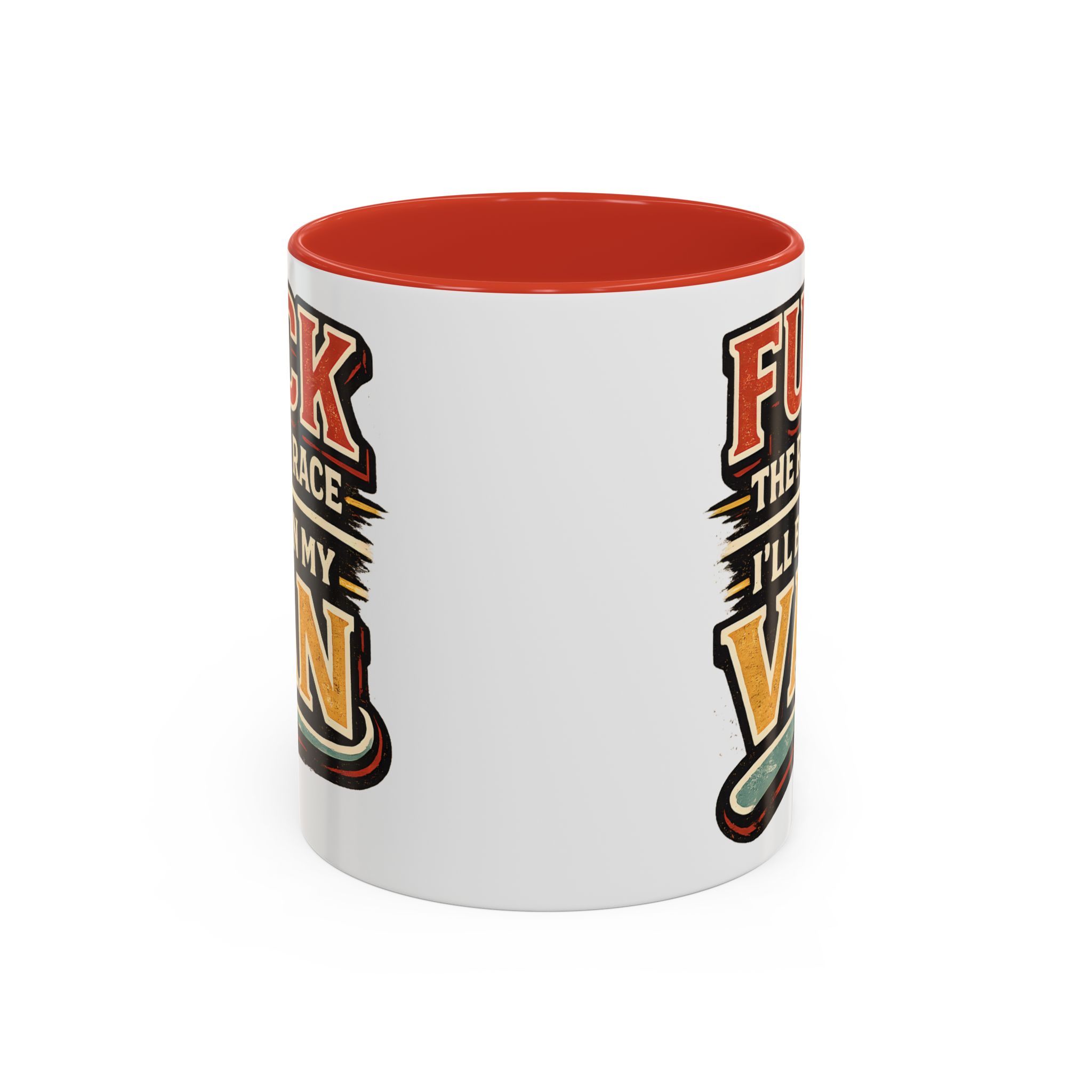 Accent Coffee Mug (11, 15oz) — "Fuck The Rat Race" Design F**K-Line