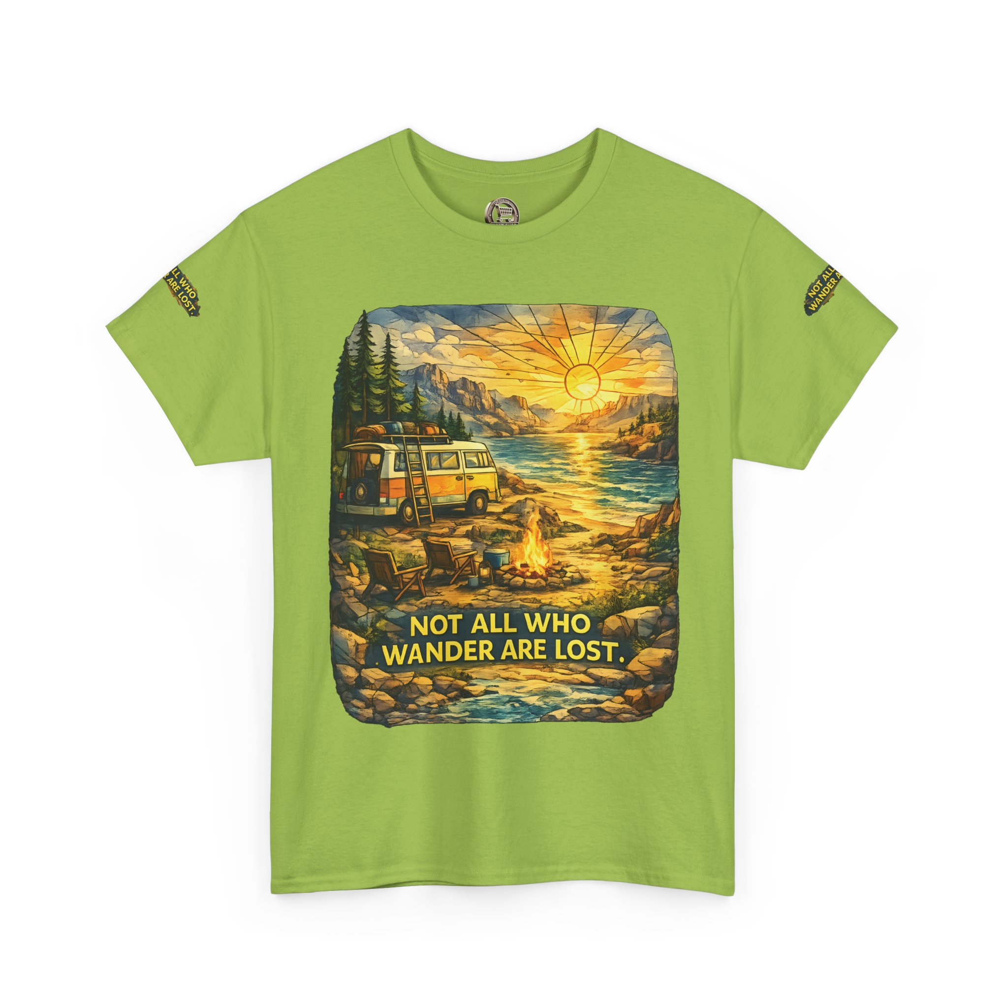 9157124714291410909_2048.jpeg Unisex Heavy Cotton Tee — "Not All Who Wander Are Lost " Design Cubic-Line