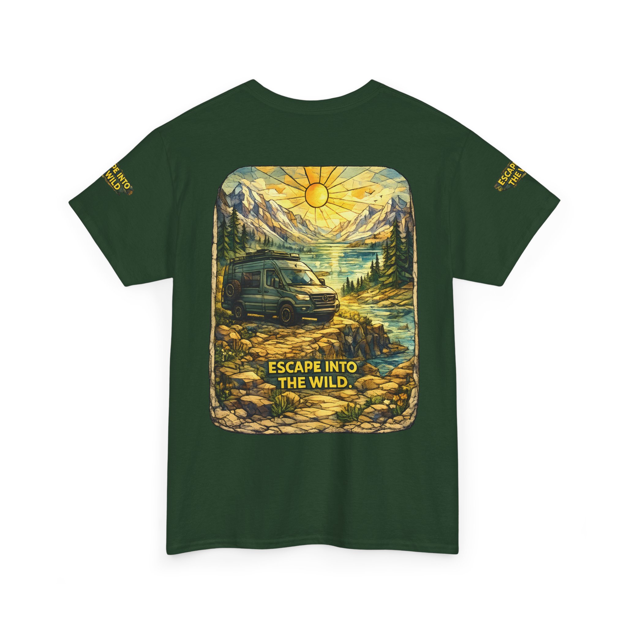 Unisex Heavy Cotton Tee — "Escape Into The Wild" Design Cubic-Line