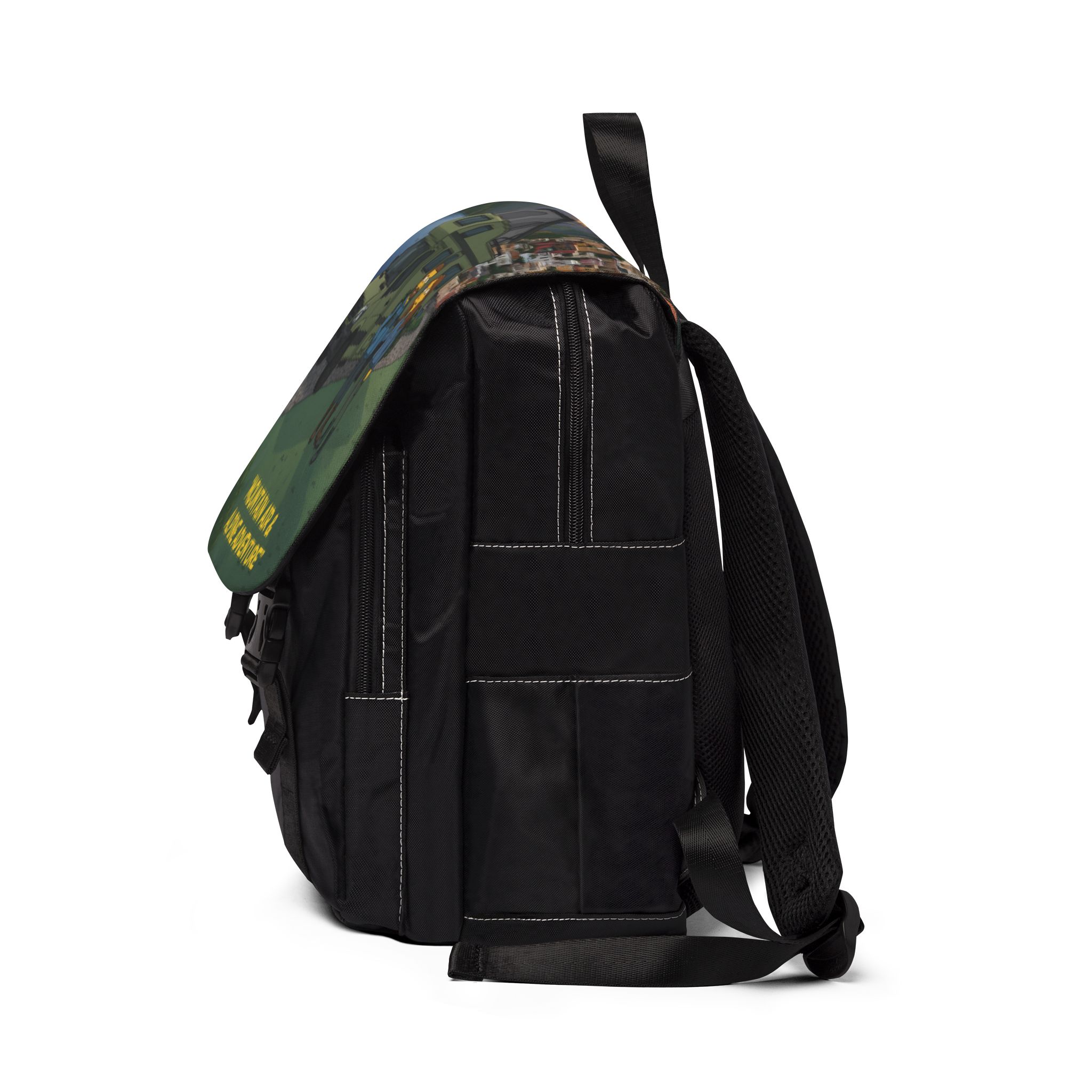 Unisex Casual Shoulder Backpack — "Mountain Air And Alpine Adventure"" Design Sitcom-Line
