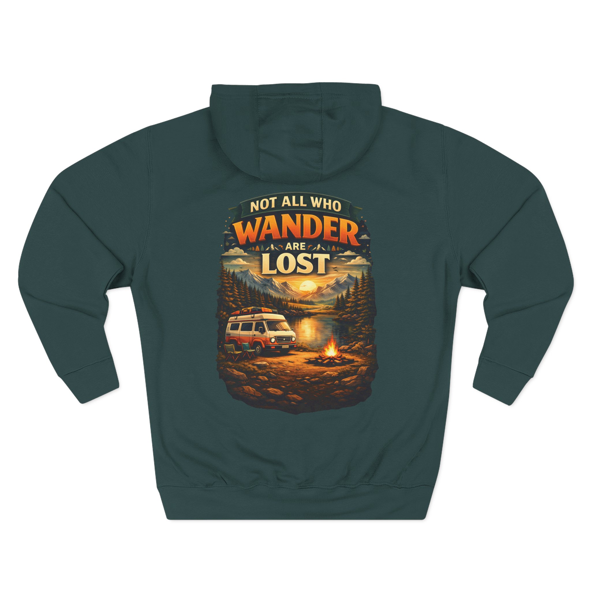 Three-Panel Fleece Hoodie - "Not All Who Wander Are Lost" Design Scenic-Line
