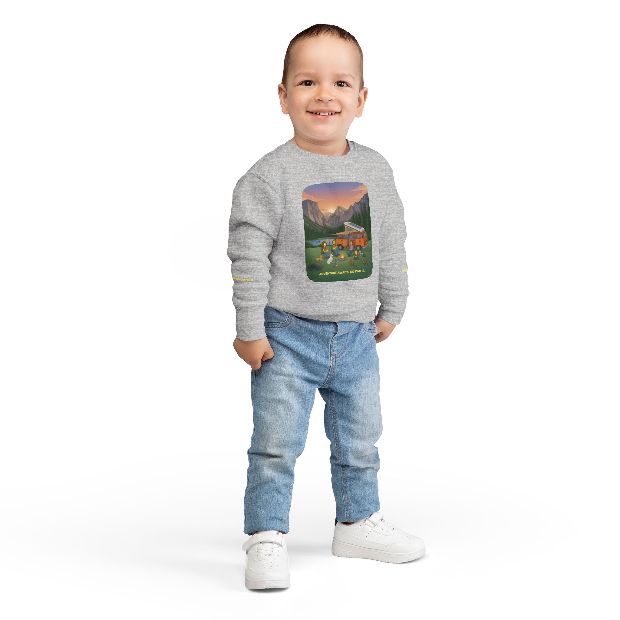 Toddler Sweatshirt - "Adventure Awaits-Go Find It" (Design Sitcom-Line)