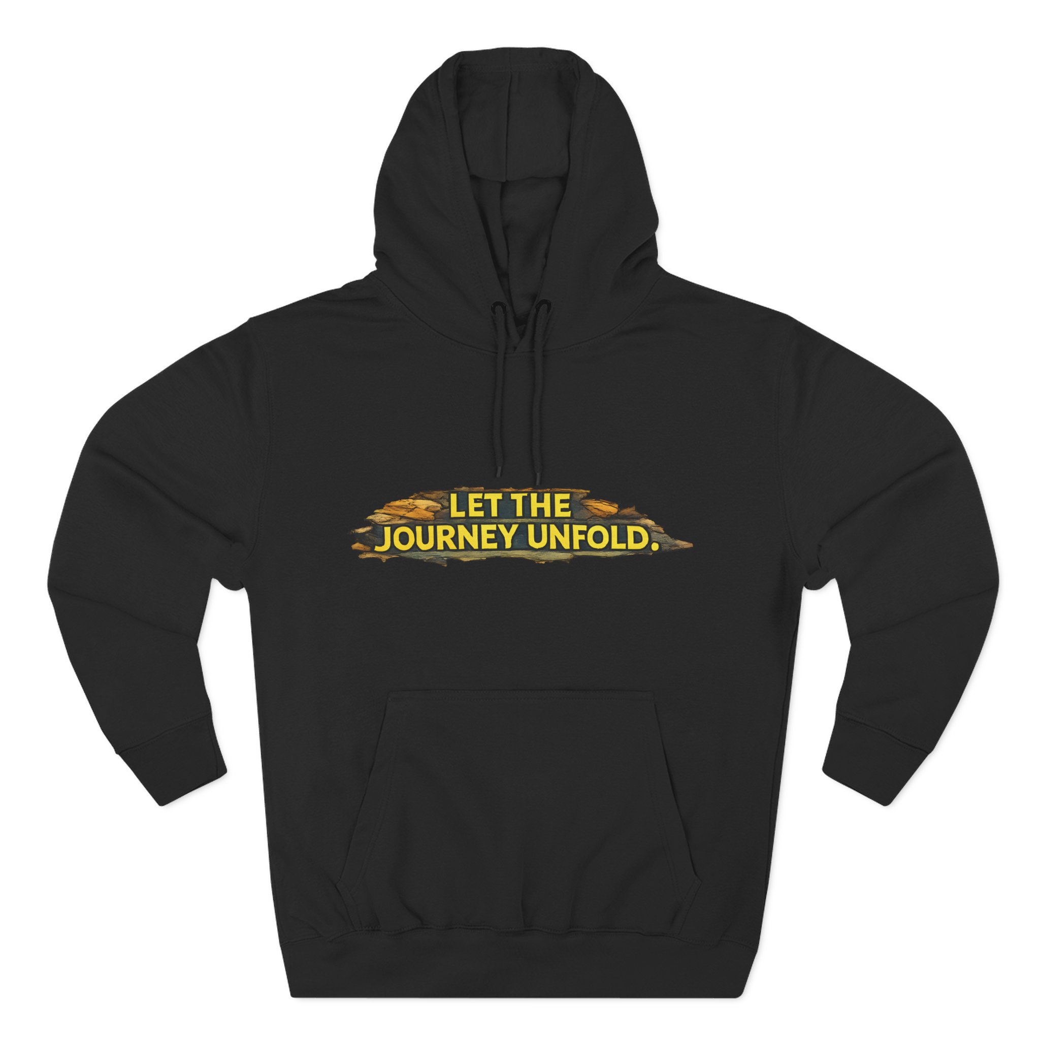 Three-Panel Fleece Hoodie - "Let The Journey Unfold" Design Cubic-Line
