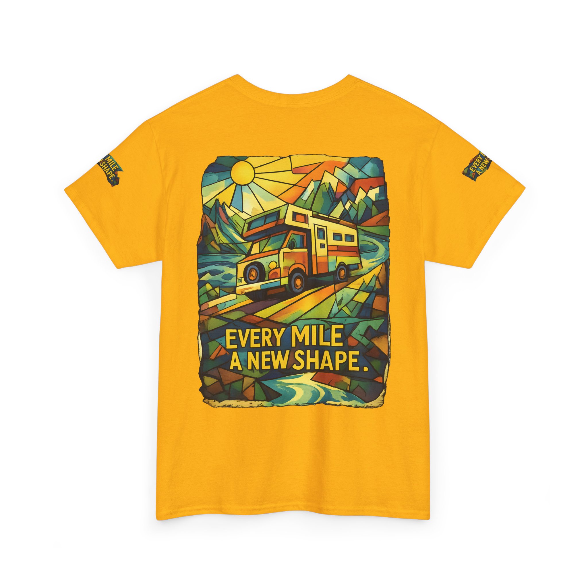Unisex Heavy Cotton Tee — "Every Mile A New Shape" Design Cubic-Line