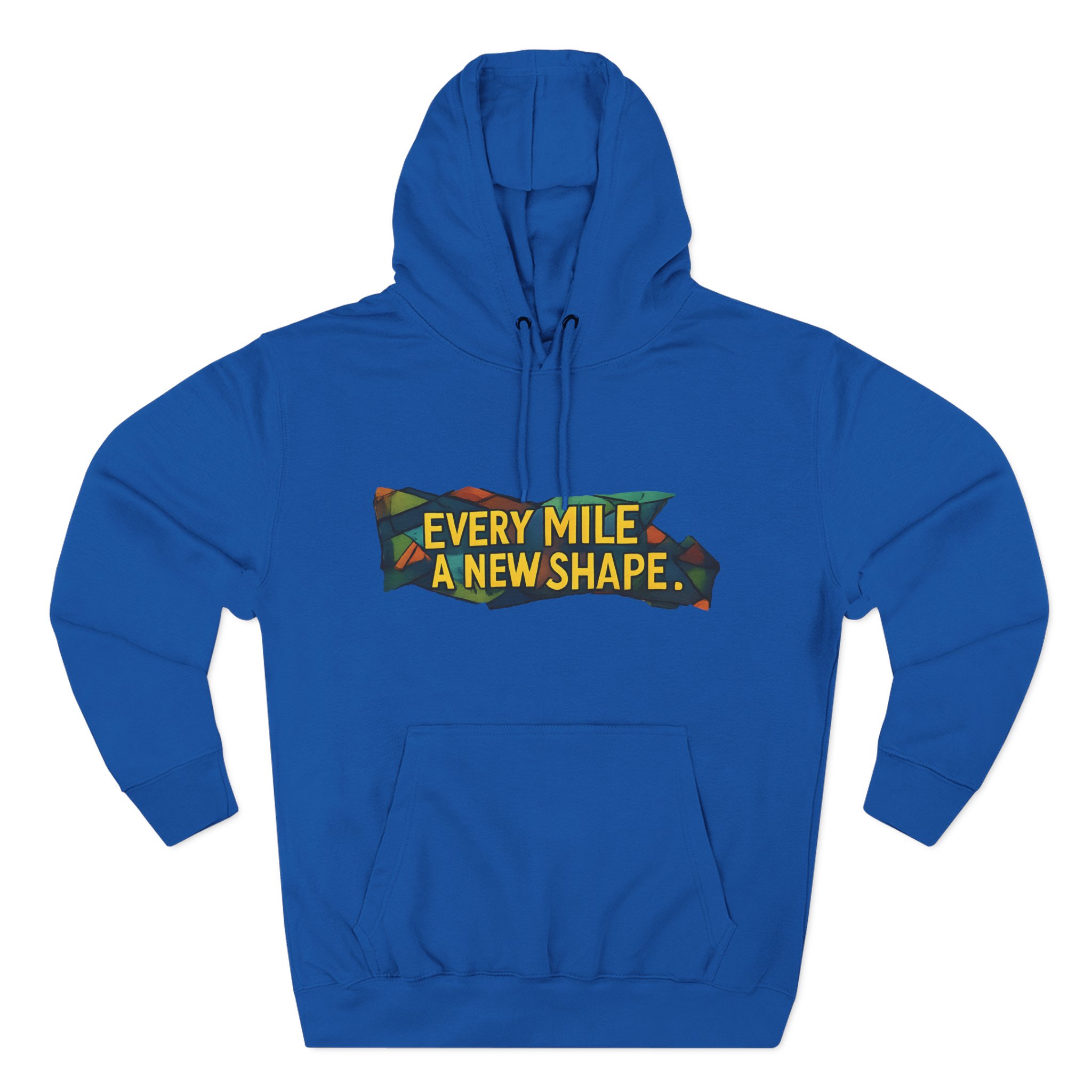 Three-Panel Fleece Hoodie - "Every Mile A New Shape" Design Cubic-Line