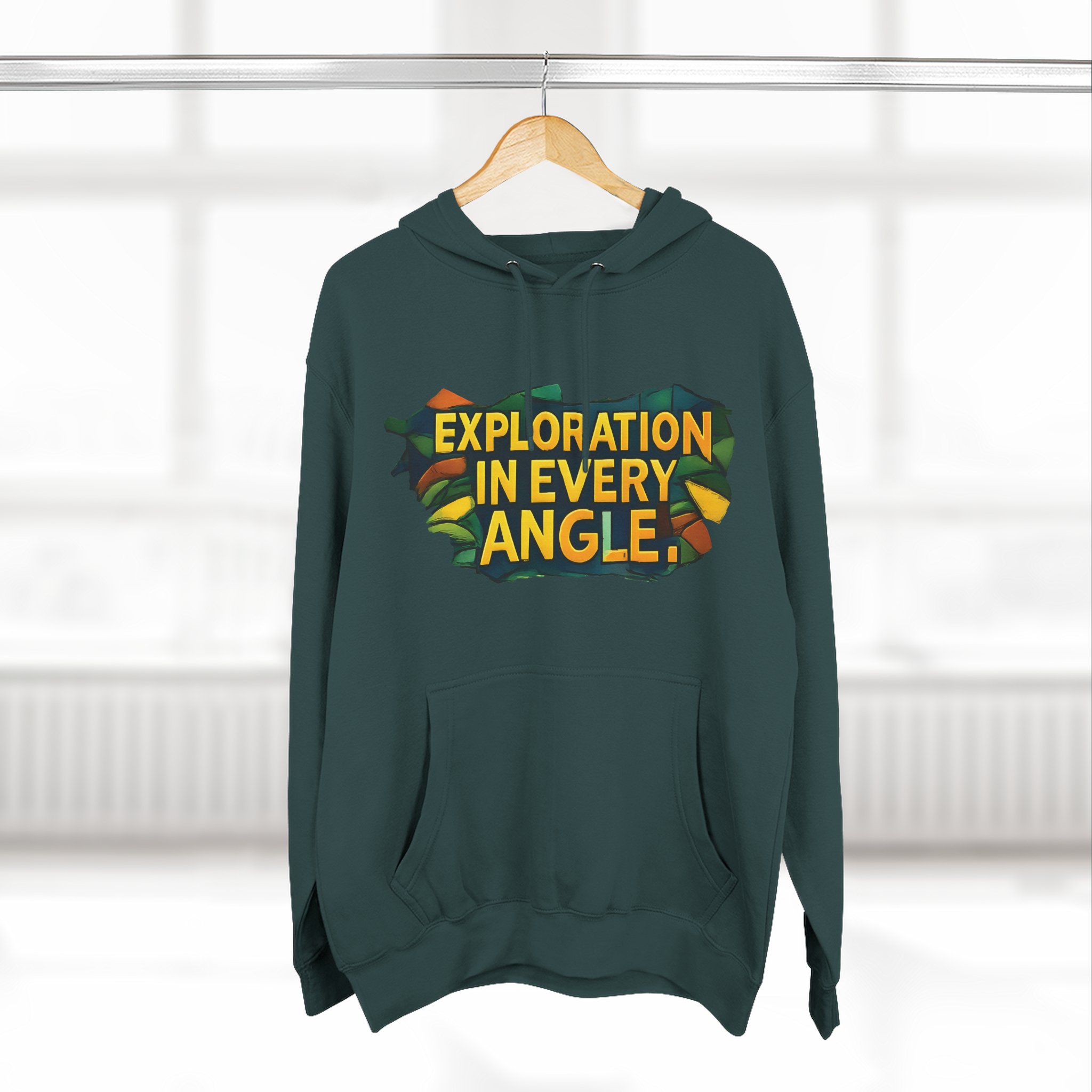 Three-Panel Fleece Hoodie - "Exploration In Every Angle" Design Cubic-Line