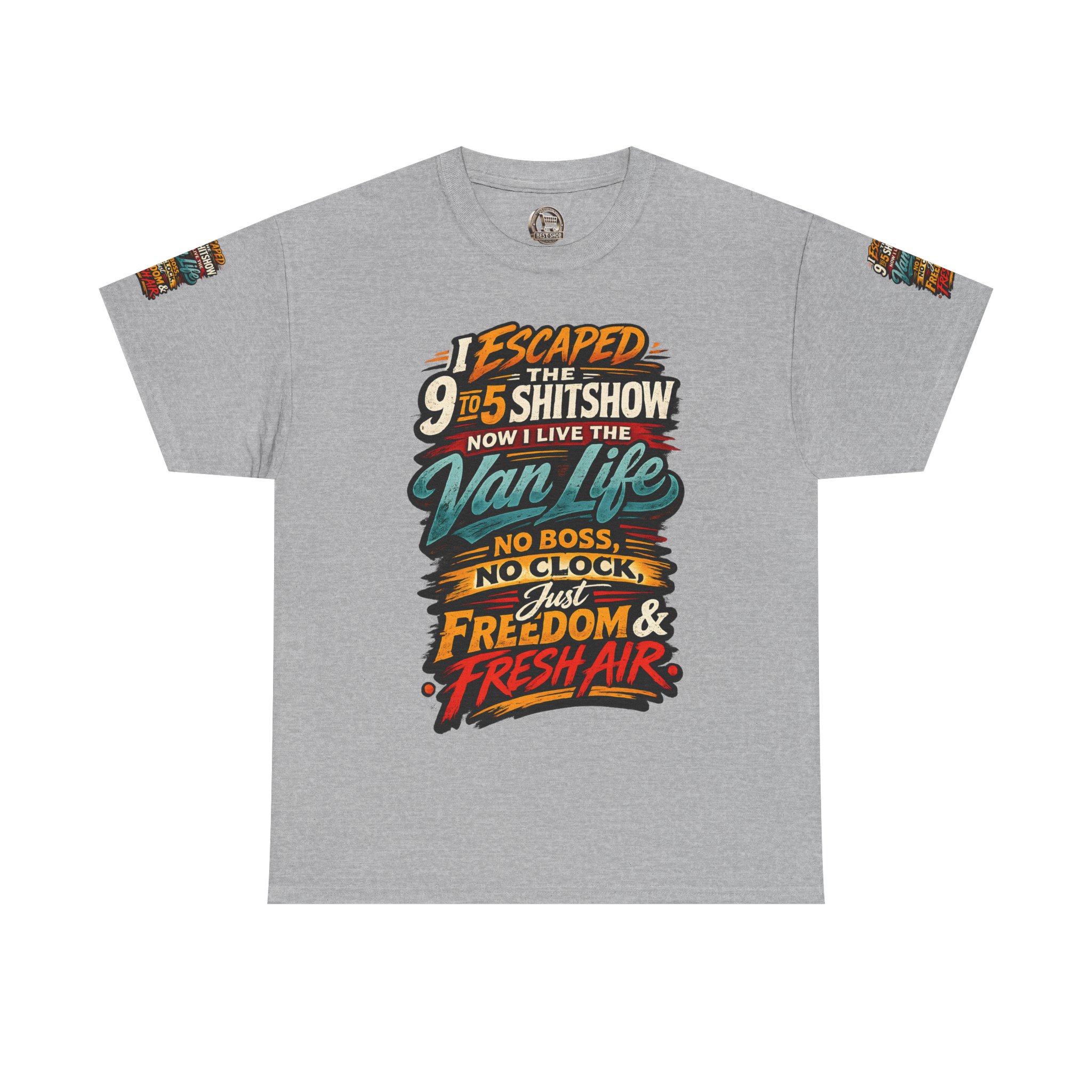 Unisex Heavy Cotton Tee — "I Escaped The 9 To 5" Design F**K-Line